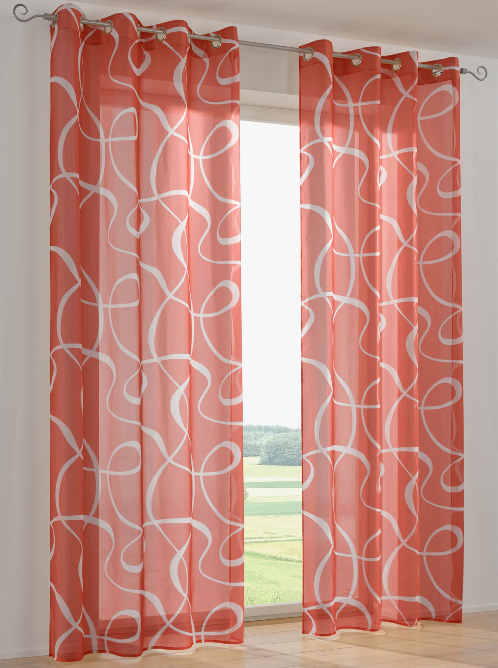 heine home Dekoratívna záclona - Červená – biela