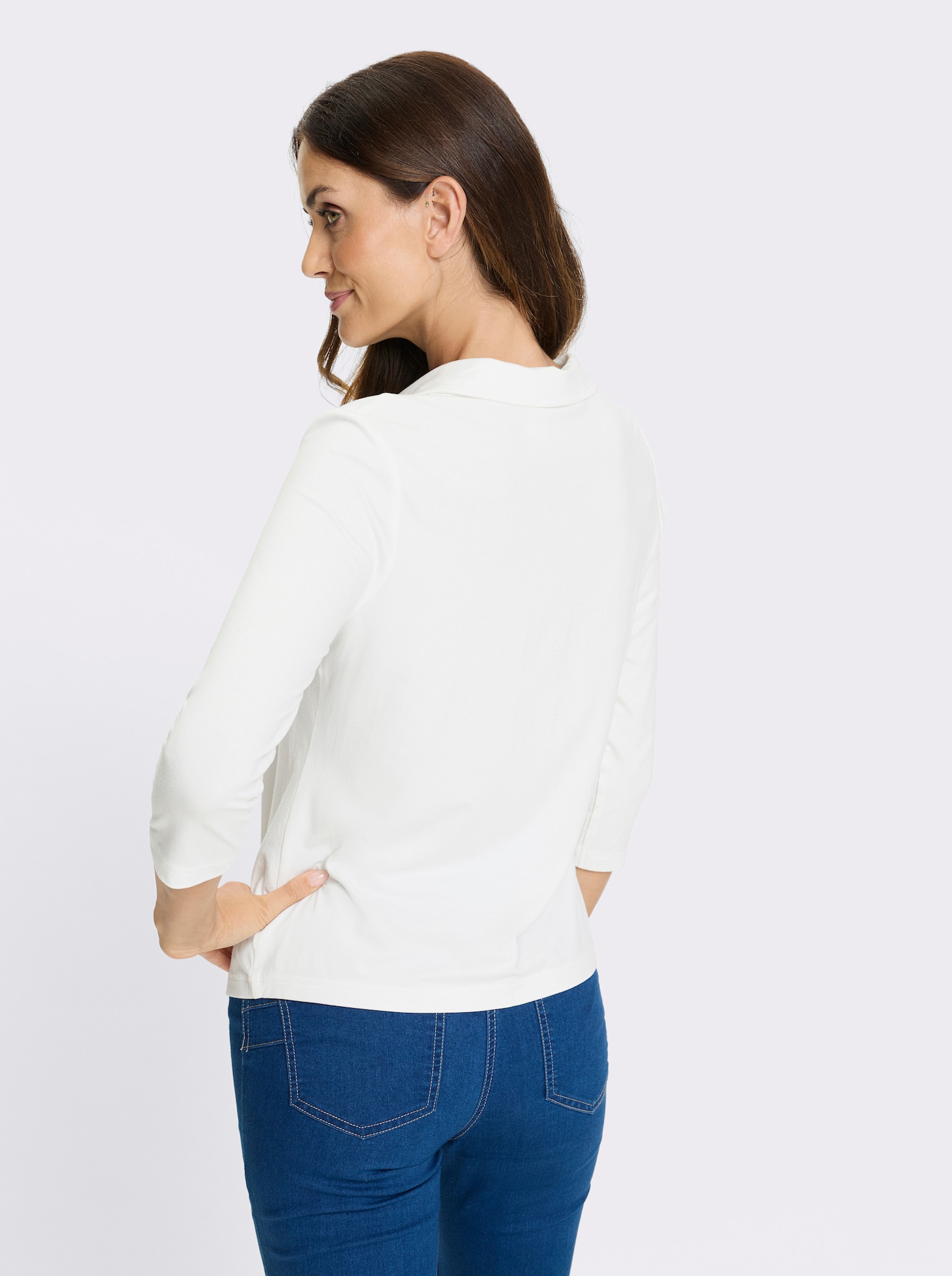 heine 3/4-Arm-Shirt mit Raffungen an der Knopfleiste - ecru