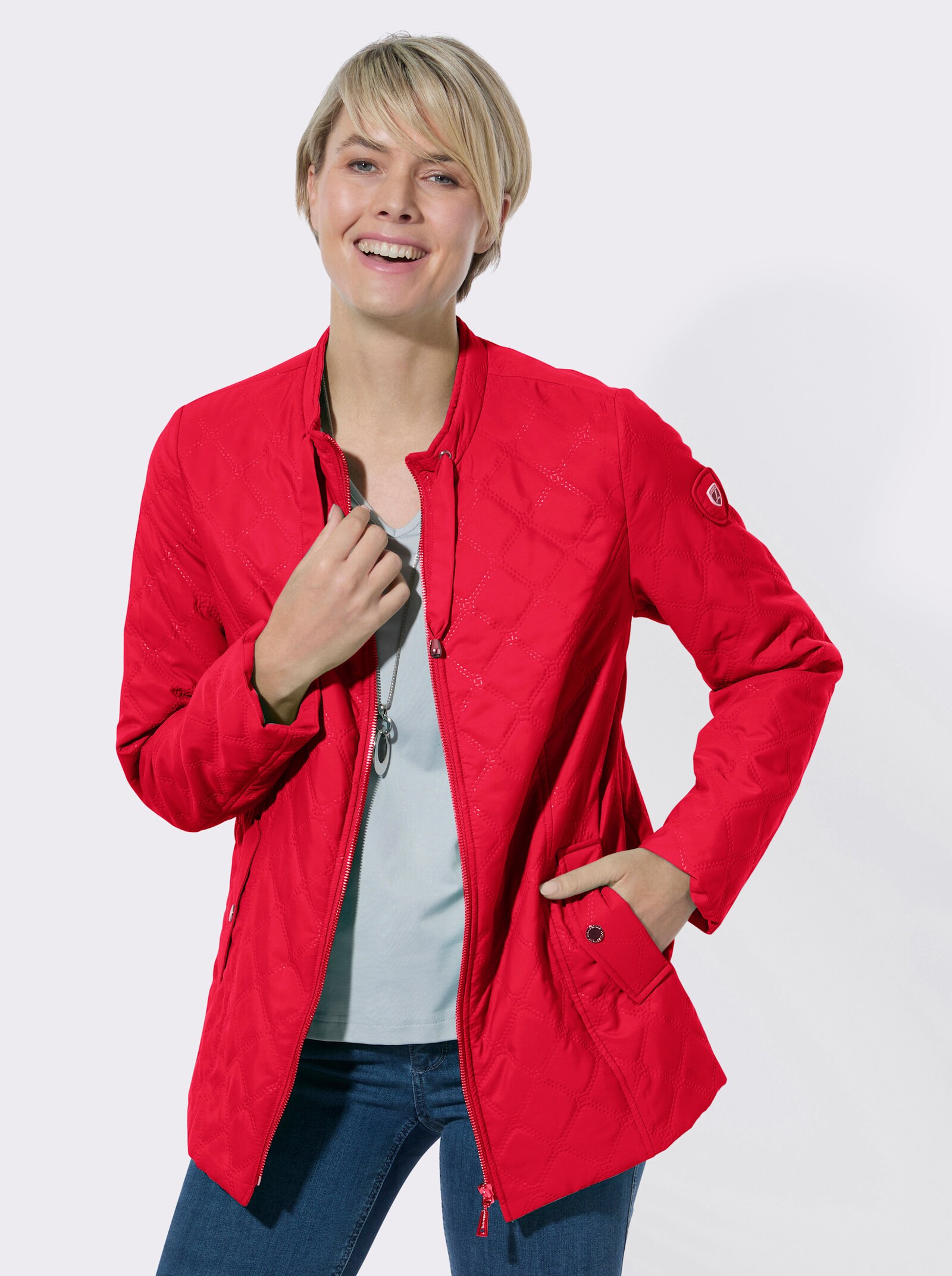 Steppjacke mit Prägedruck in Steppoptik - rot