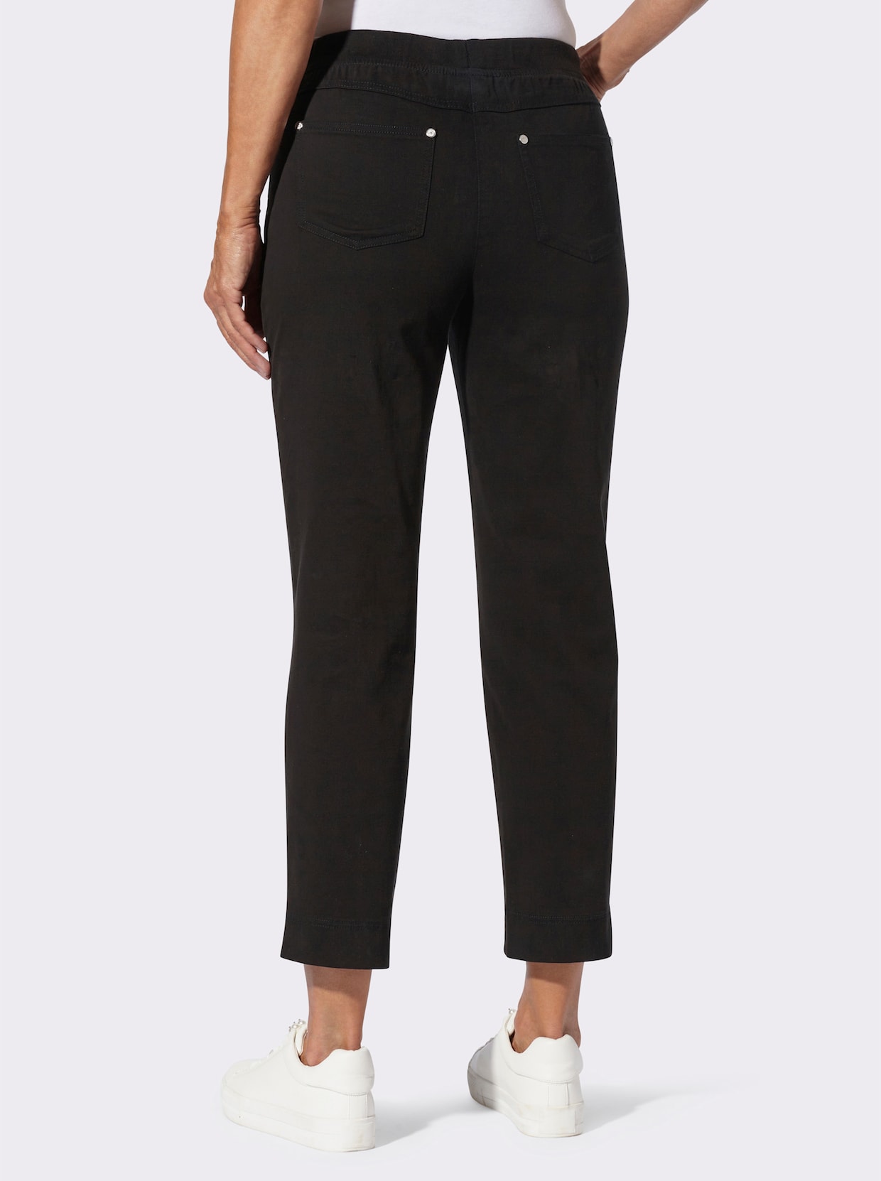 7/8-Jeans mit Jersey-Bund in softer Qualität - schwarz