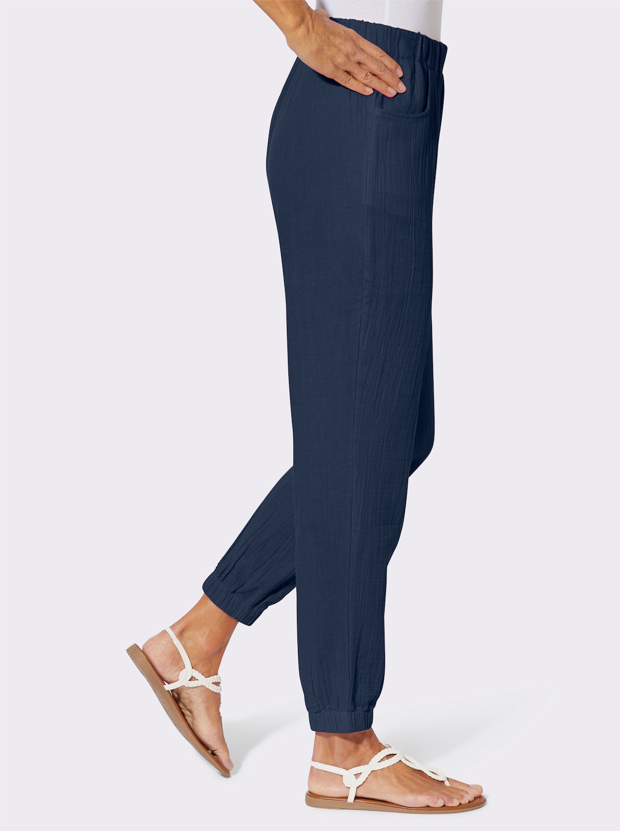 Schlupfhose in Musselin-Qualität - dunkelblau