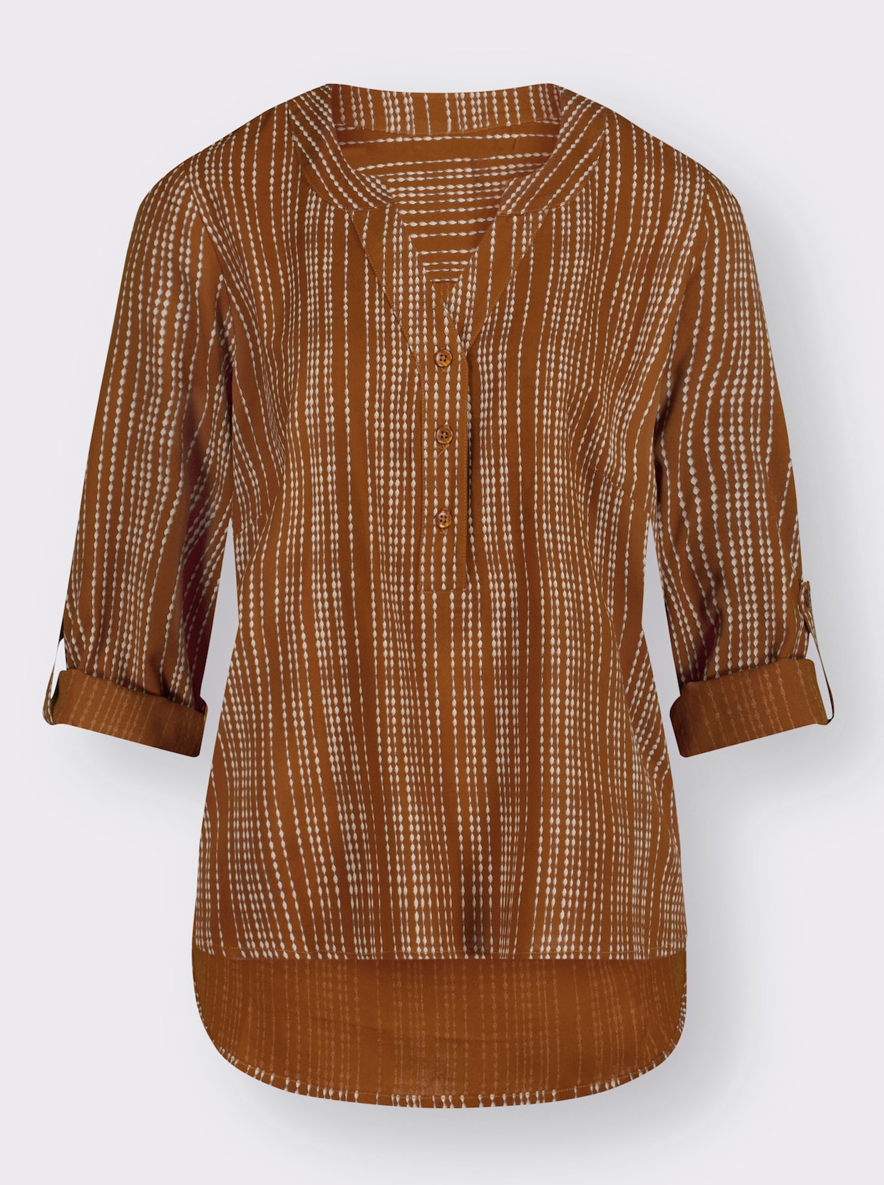 Comfortabele blouse - cognac/zand bedrukt