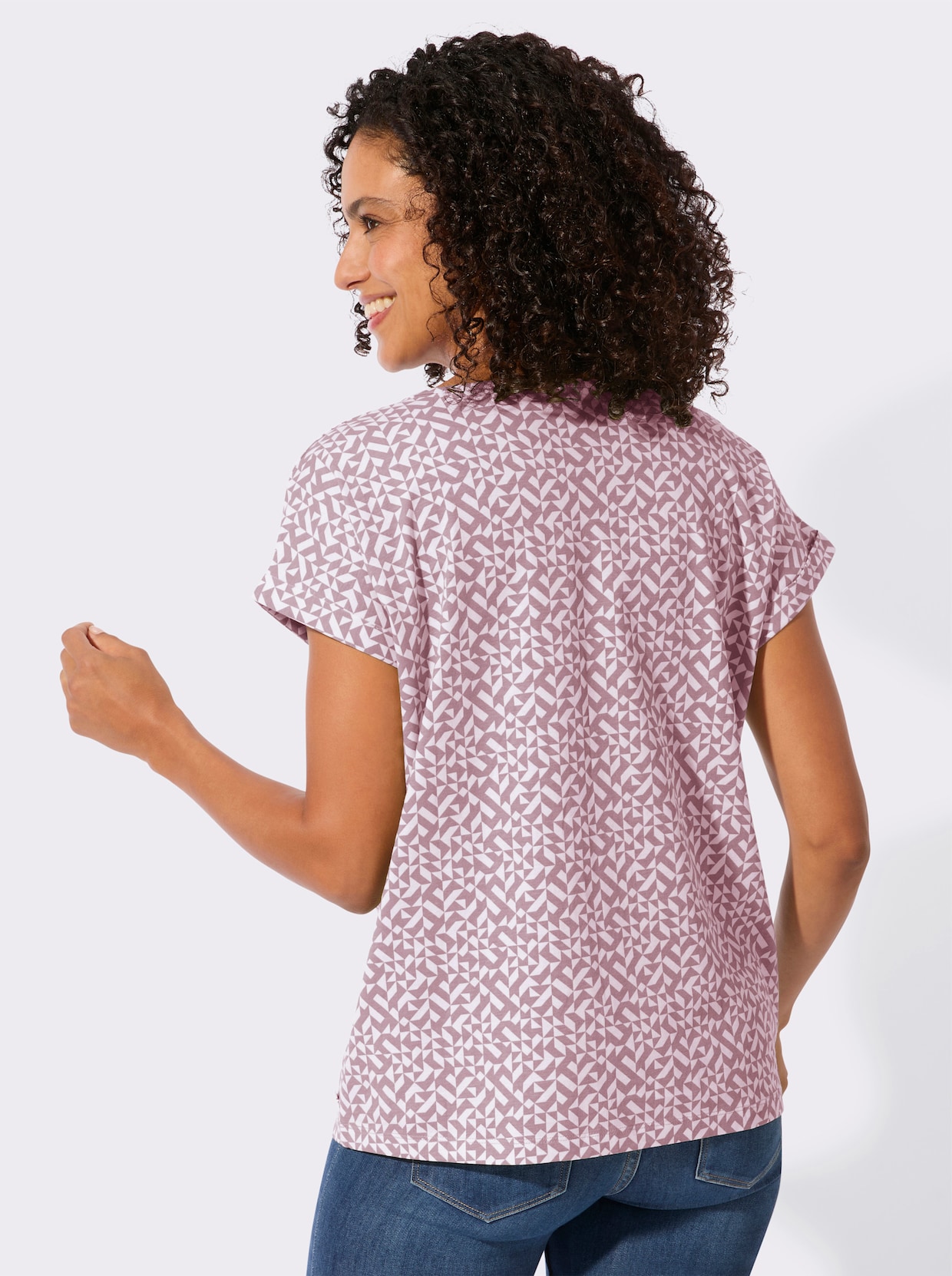 Print-Shirt - mauve-ecru