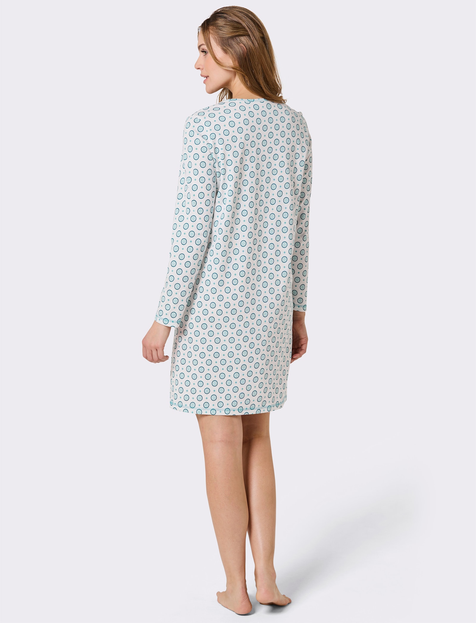 wäschepur Sleepshirts mit Punkten - ecru-fuchsia + ecru-aquapetrol