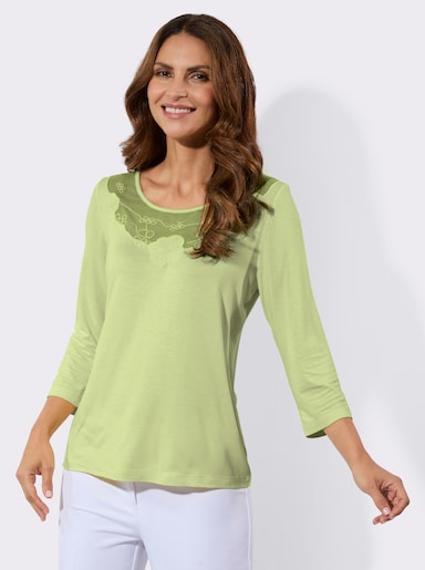 3/4-Arm-Shirt mit transparenten Einsätzen - pistazie