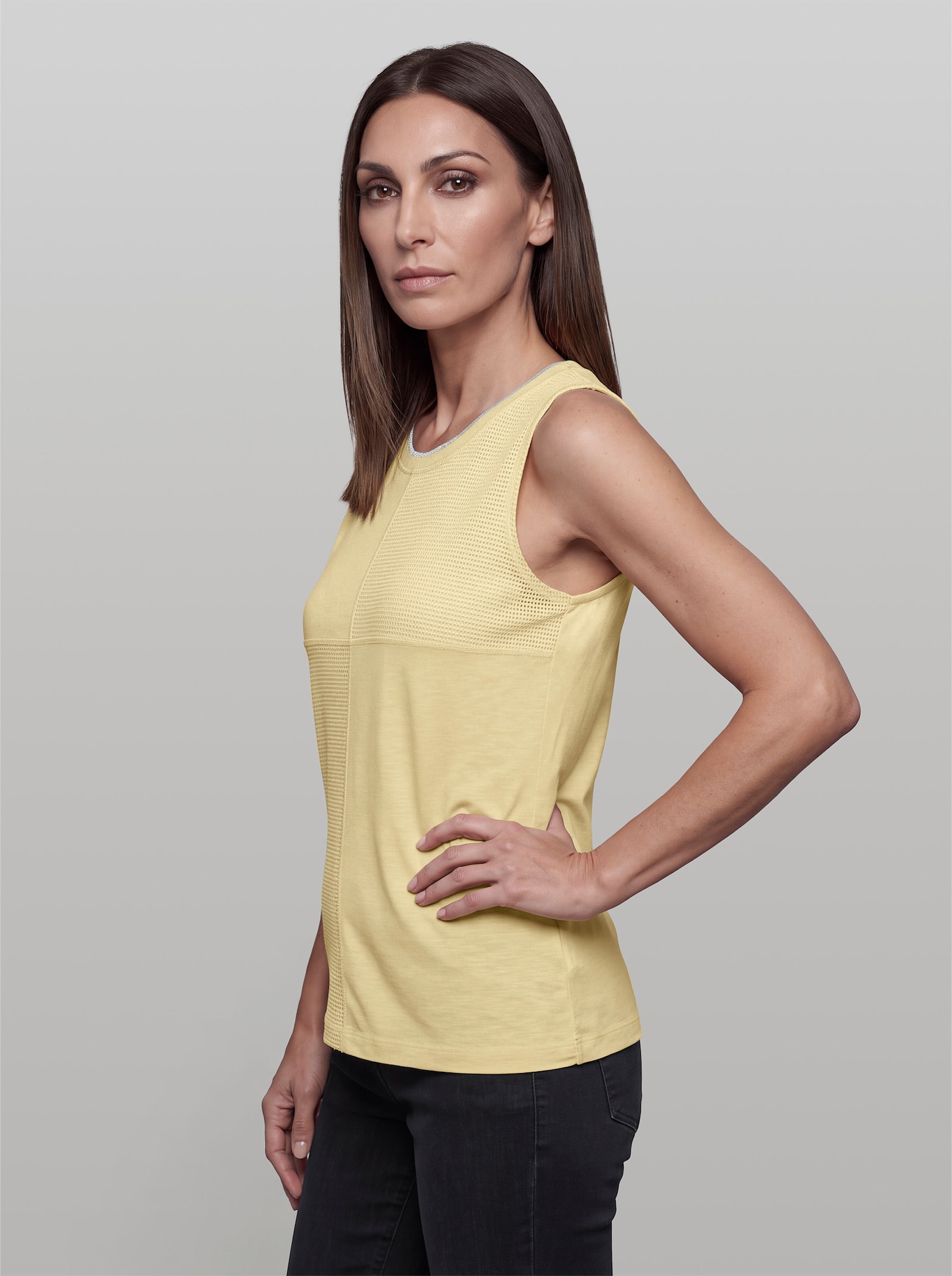 heine Shirttop im Materialmix - vanille