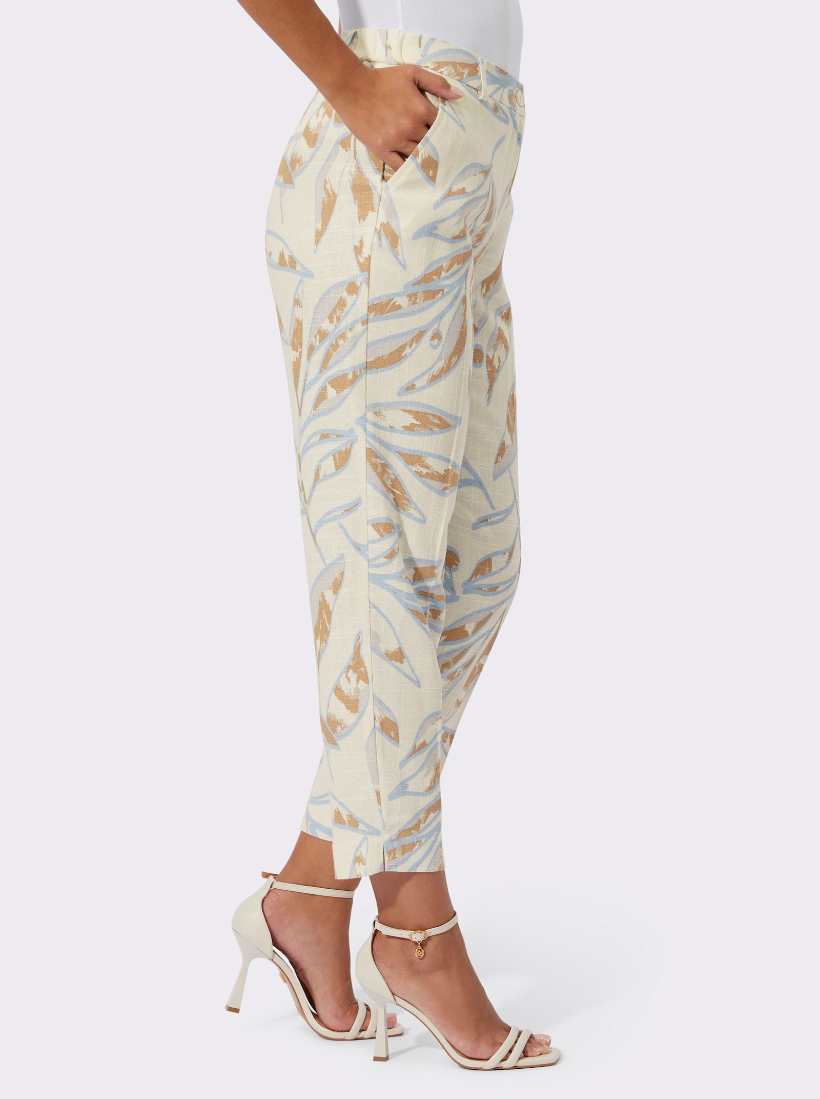 Leinenhose im hochwertigen Material-Mix - champagner-camel-gemustert