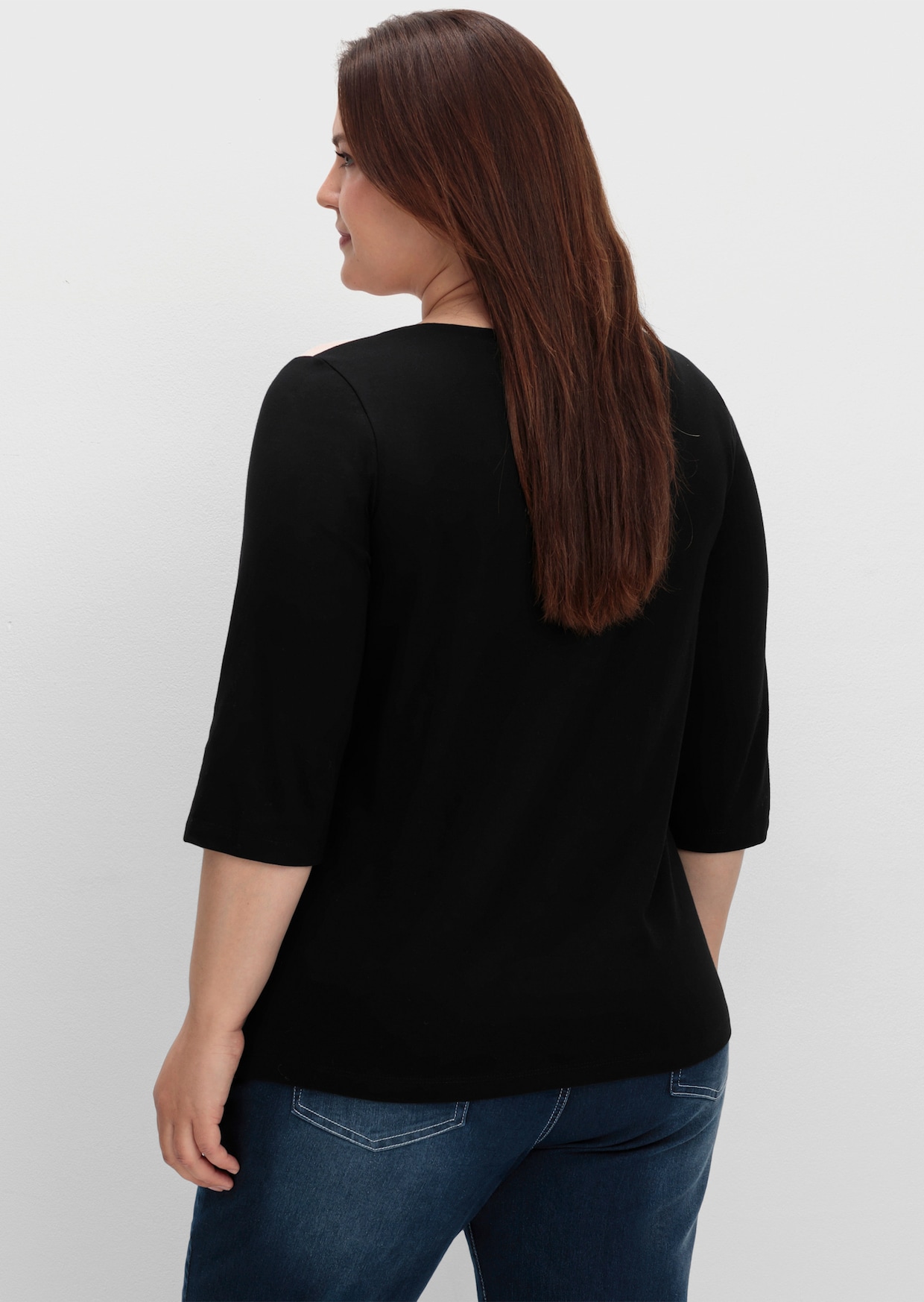 Langarmshirt - schwarz-puder-gemustert