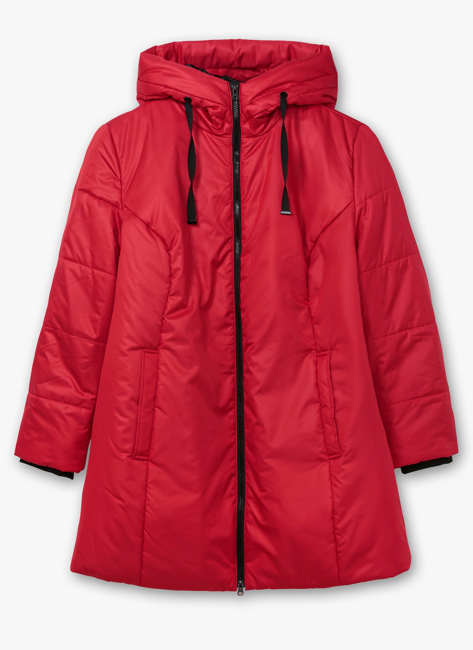 Stark wärmende Longjacke mit Steppmuster - rot