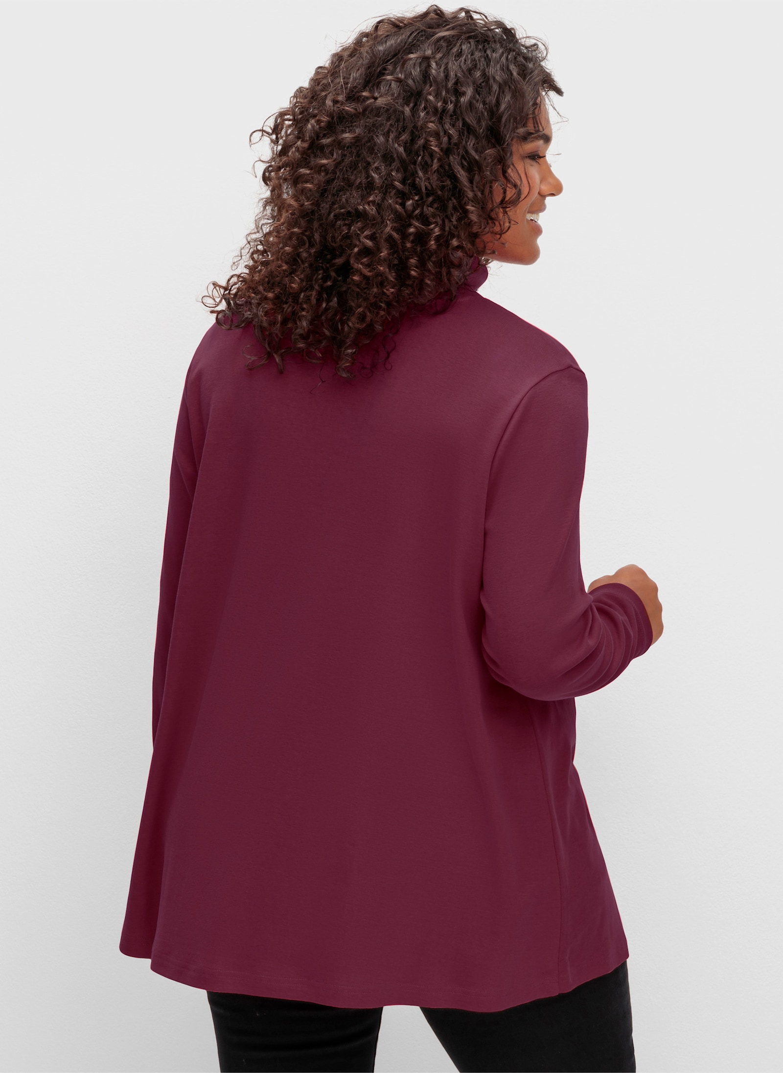 sheego Rollkragenshirt in A-Linie - bordeaux