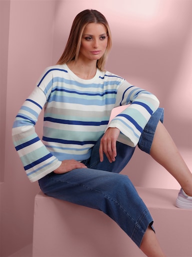 heine Streifenpullover - ecru-himmelblau-geringelt