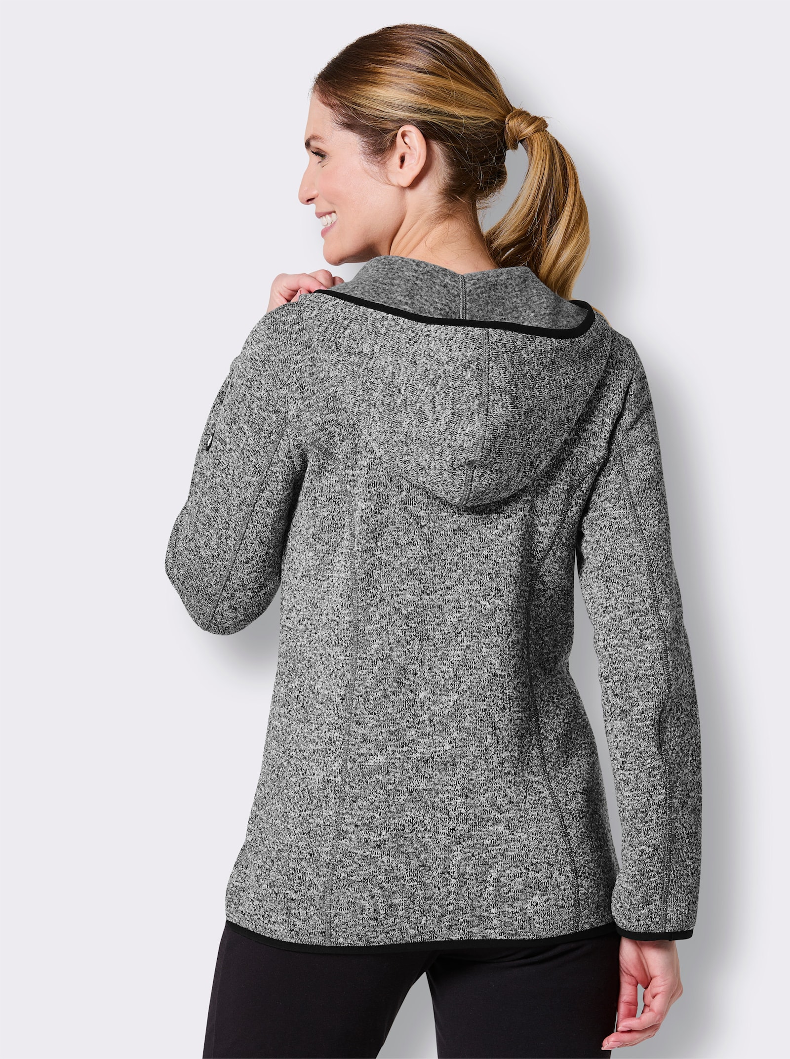 Catamaran Sports Strickfleecejacke mit Kapuze - weiß-meliert