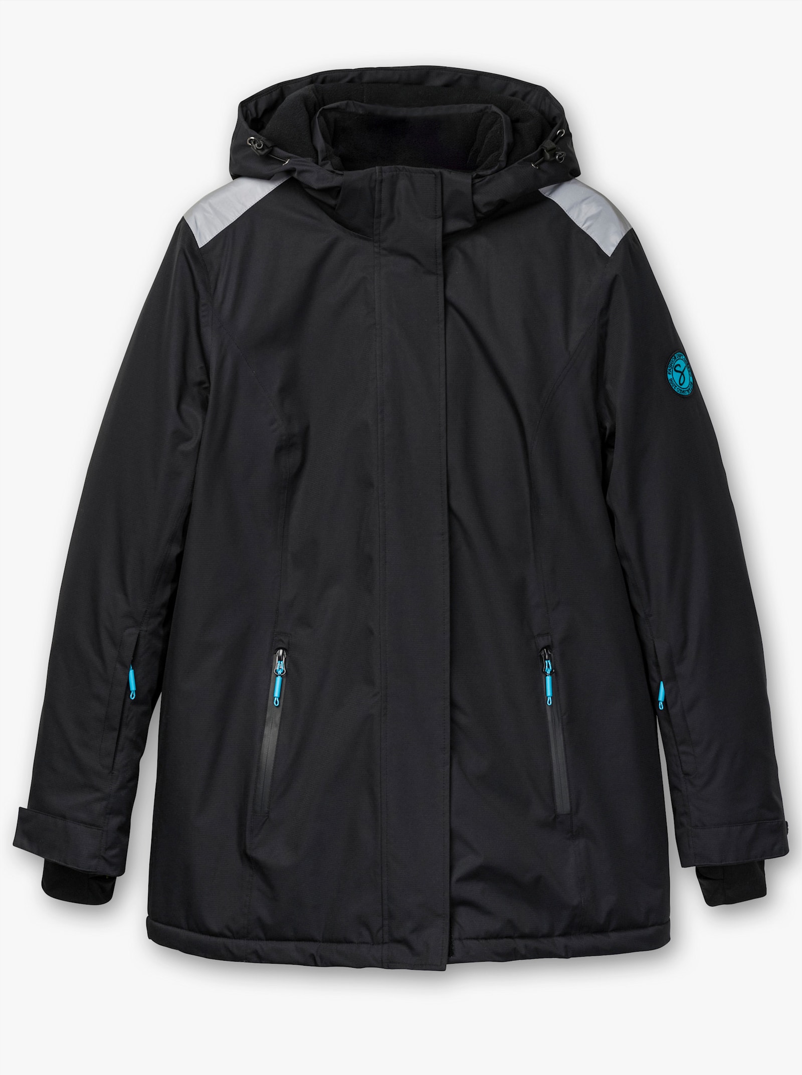 sheego Skijacke mit abzippbarer Kapuze - schwarz