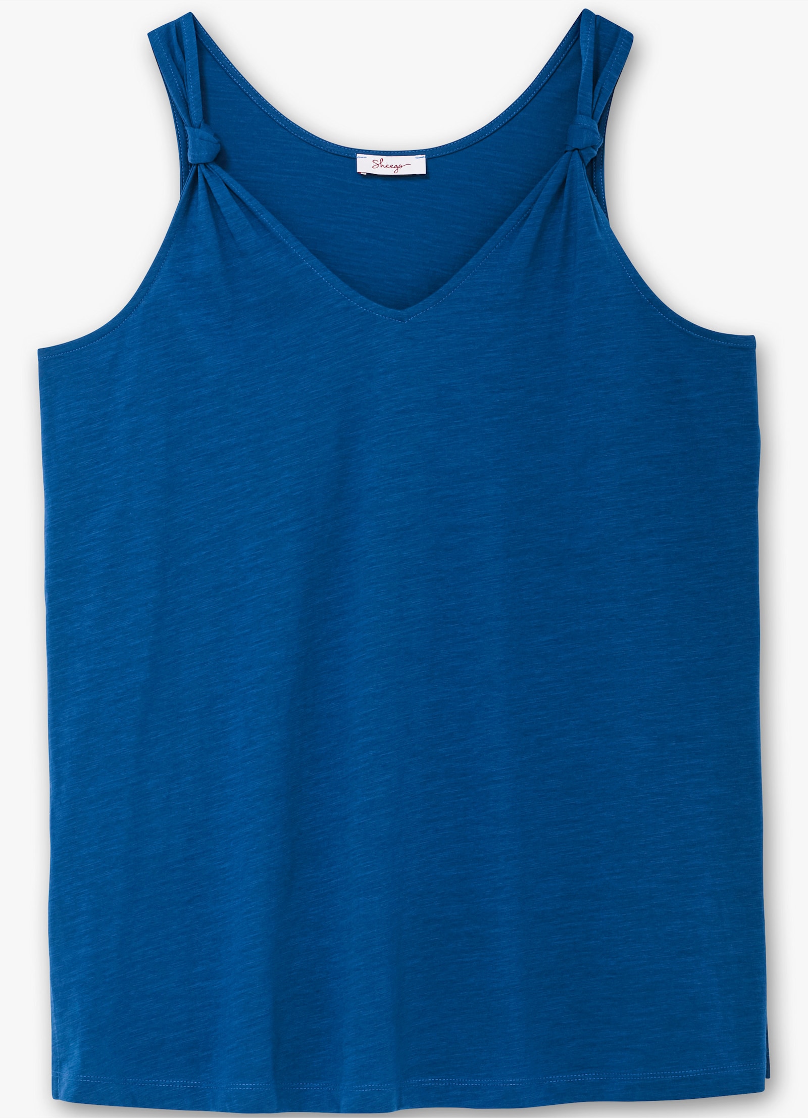 sheego Longtop mit Knotendetail am Träger - blaubeere