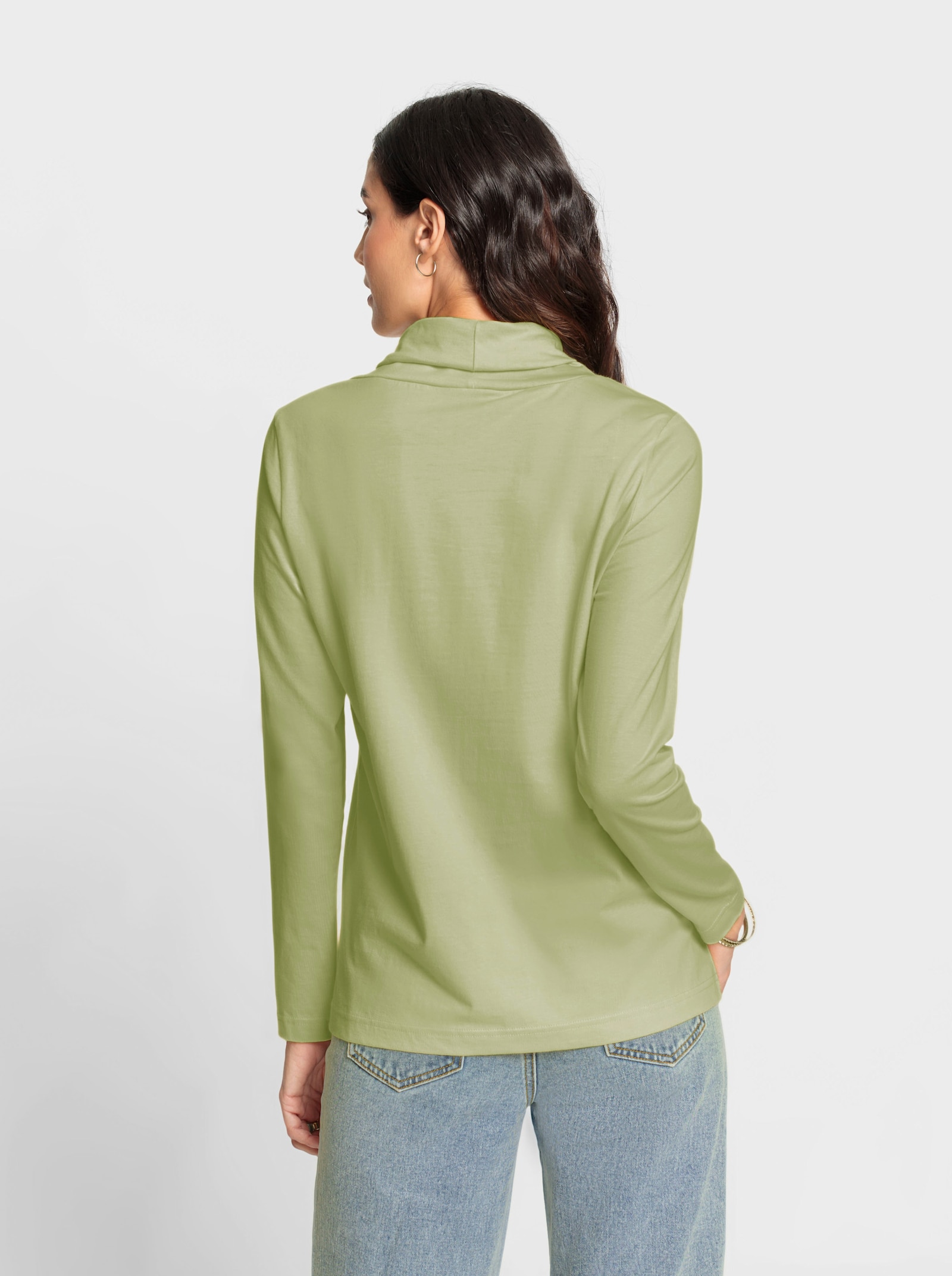 Stehkragenshirt mit Tunnelzug - lindgrün