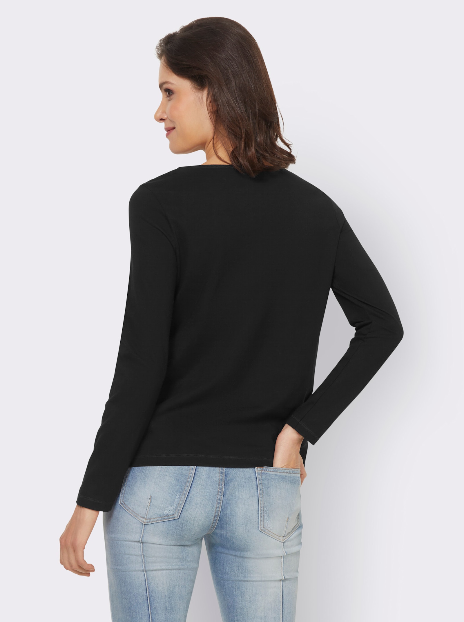 heine Langarmshirt mit AMORE-Schriftzug - schwarz