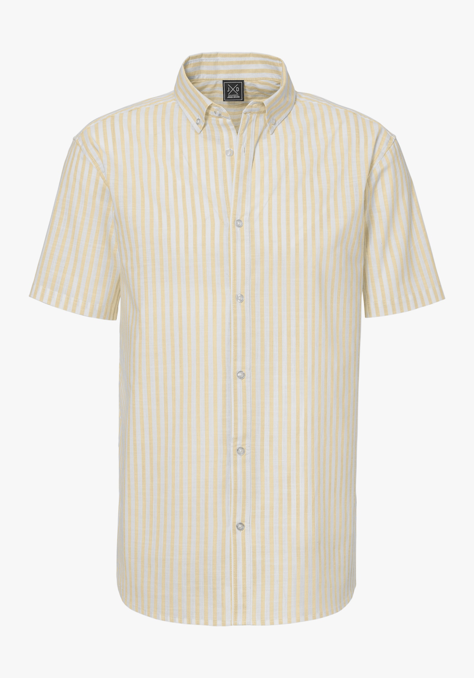 John Devin Kurzarmhemd - gelb-gestreift
