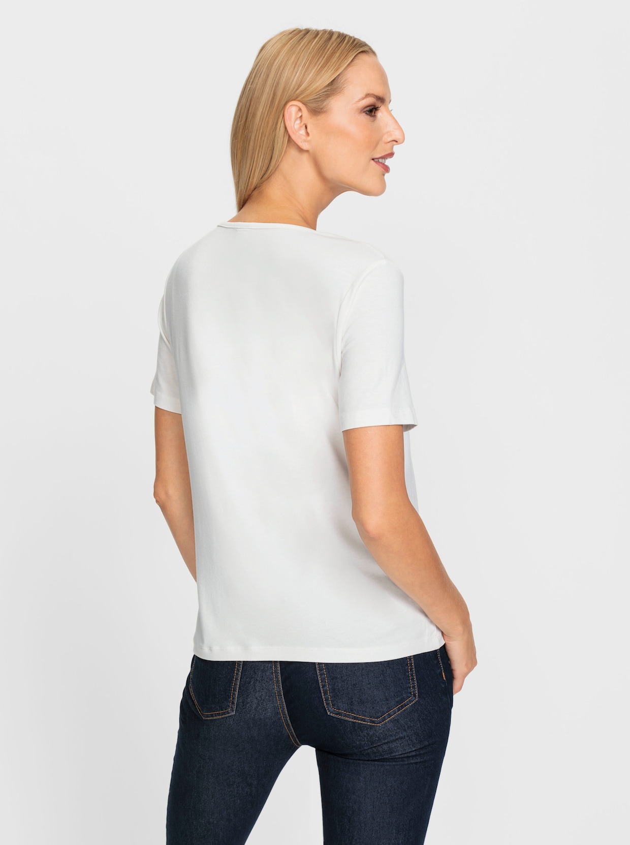heine Shirt met V-hals - ecru