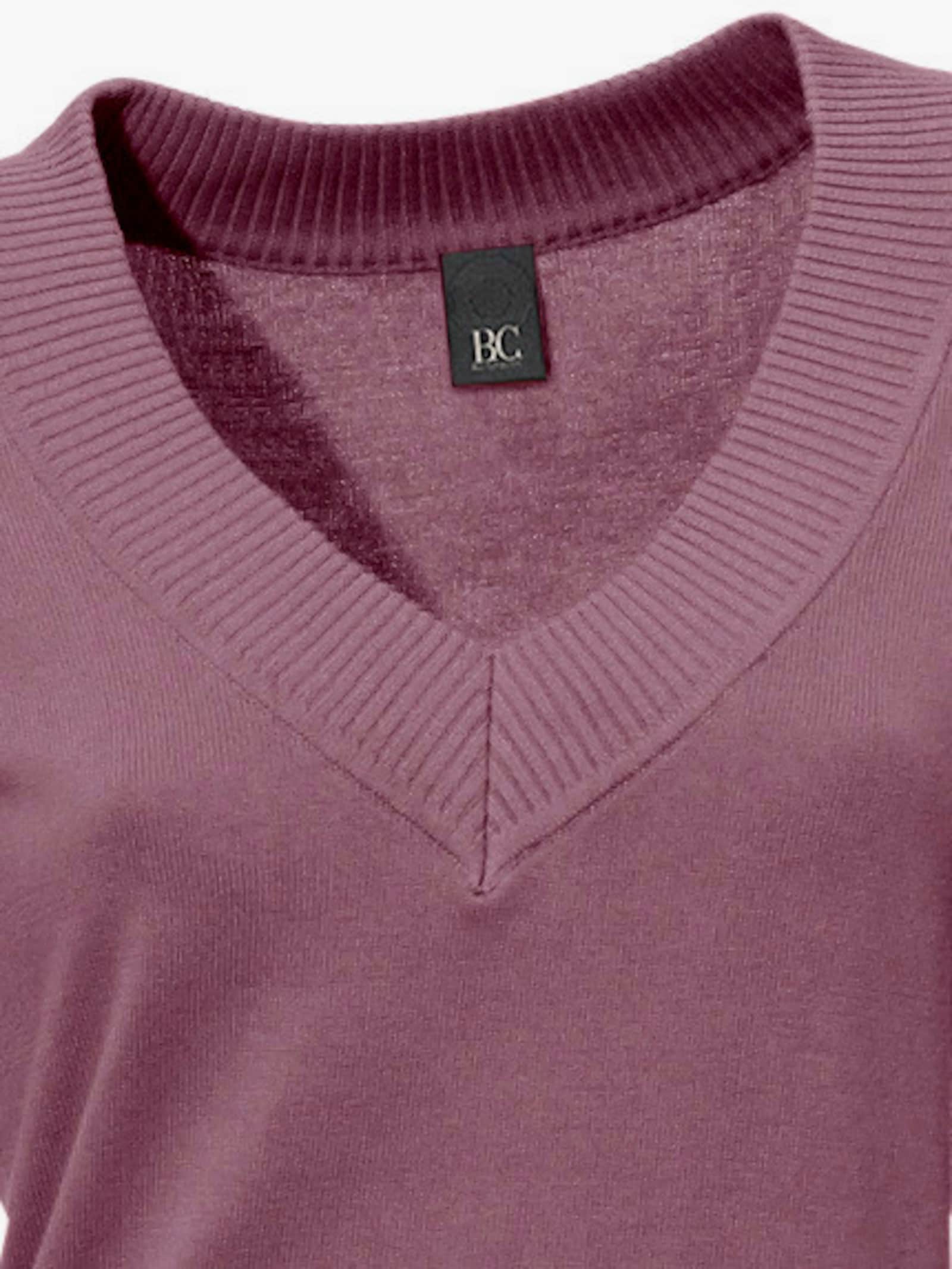heine V-Ausschnitt-Pullover aus reiner Baumwolle - mauve