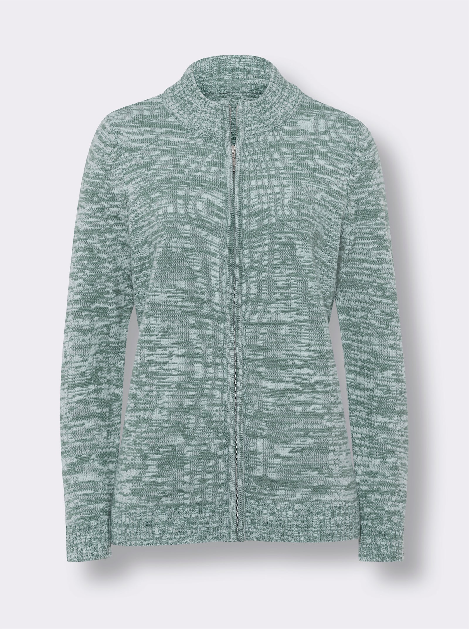 Vest met ritssluiting - jade/ecru gemêleerd