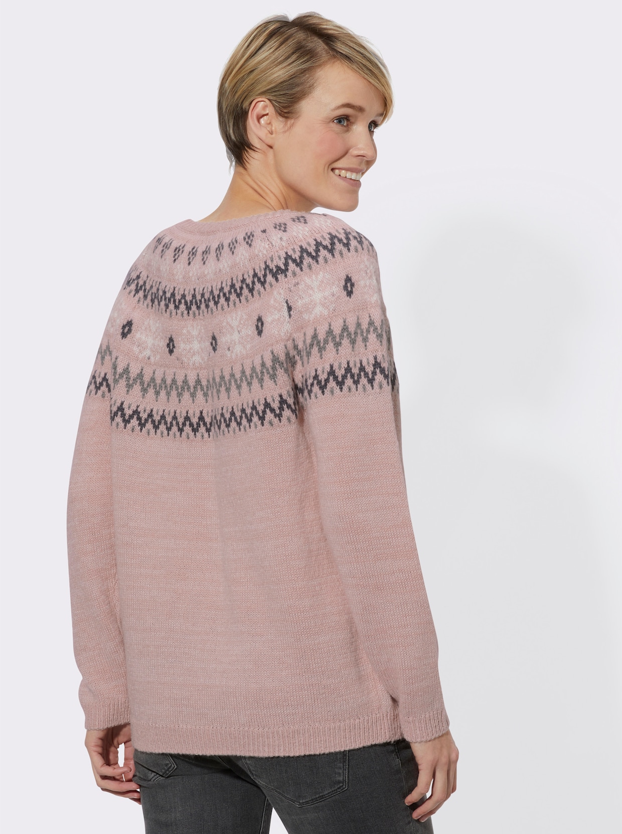 Pullover met lange mouwen - roze gedessineerd