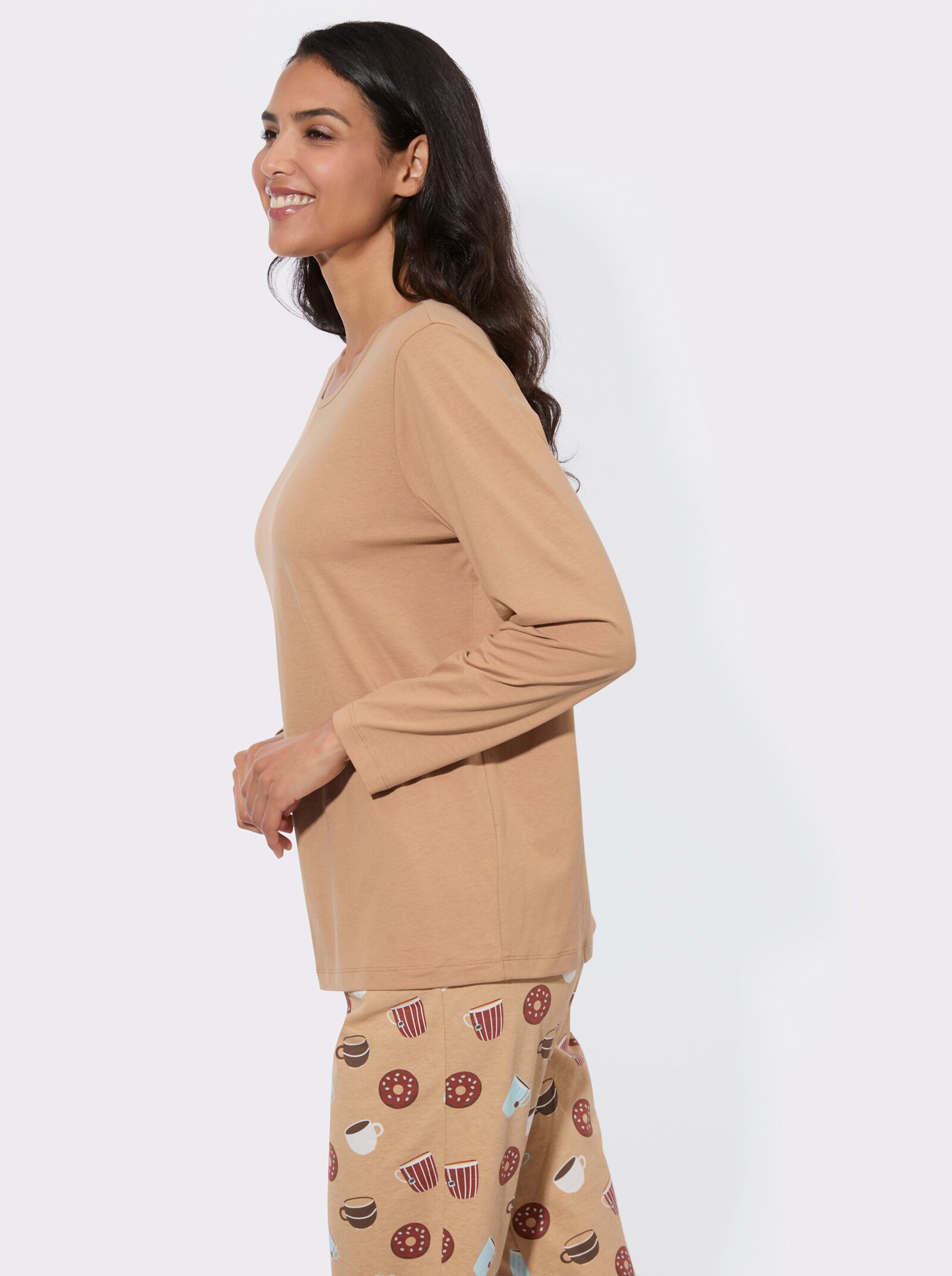Schlafanzugshirt in Single-Jersey-Qualität - camel