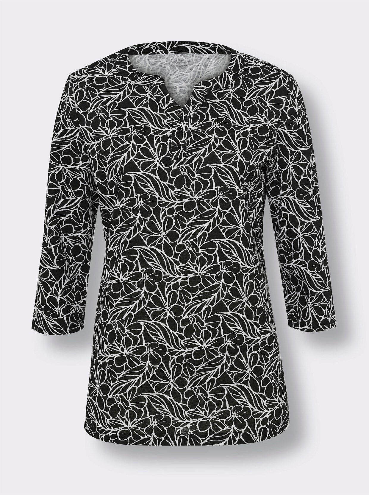 Shirt met 3/4-mouw - zwart/ecru geprint