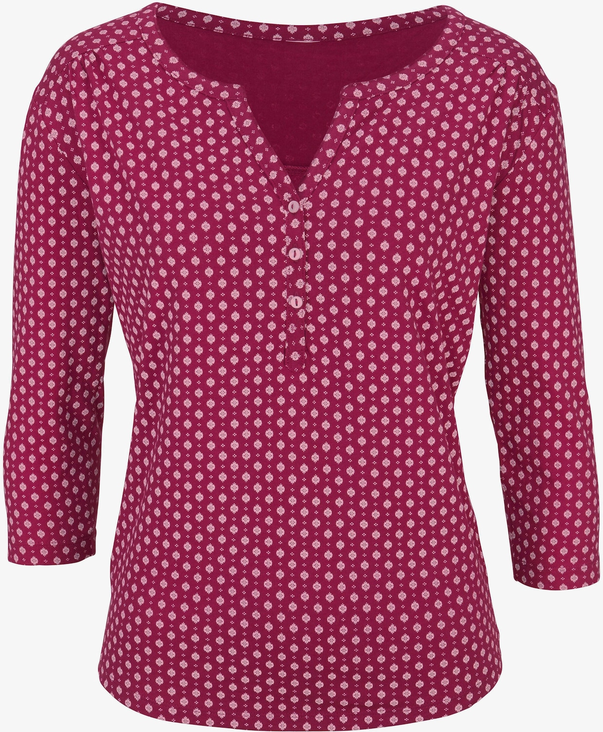 LASCANA Shirt met 3/4-mouw - bessenrood