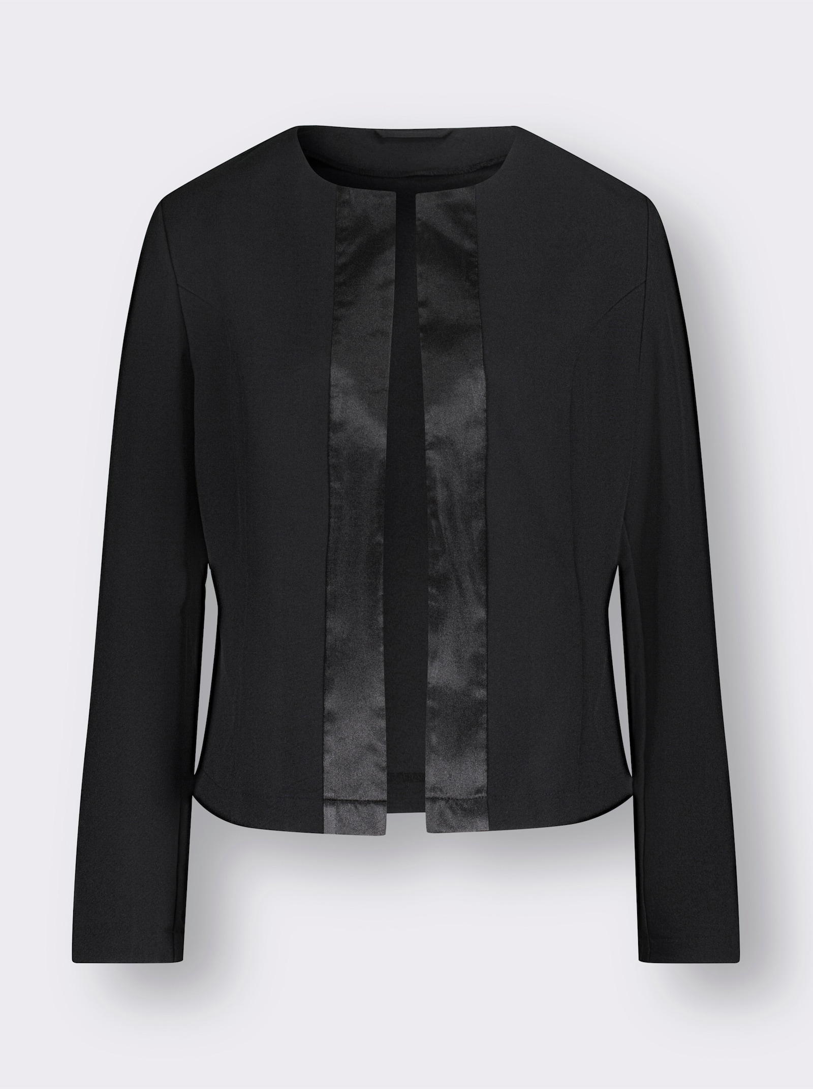 Blazer mit Satin-Blende - schwarz