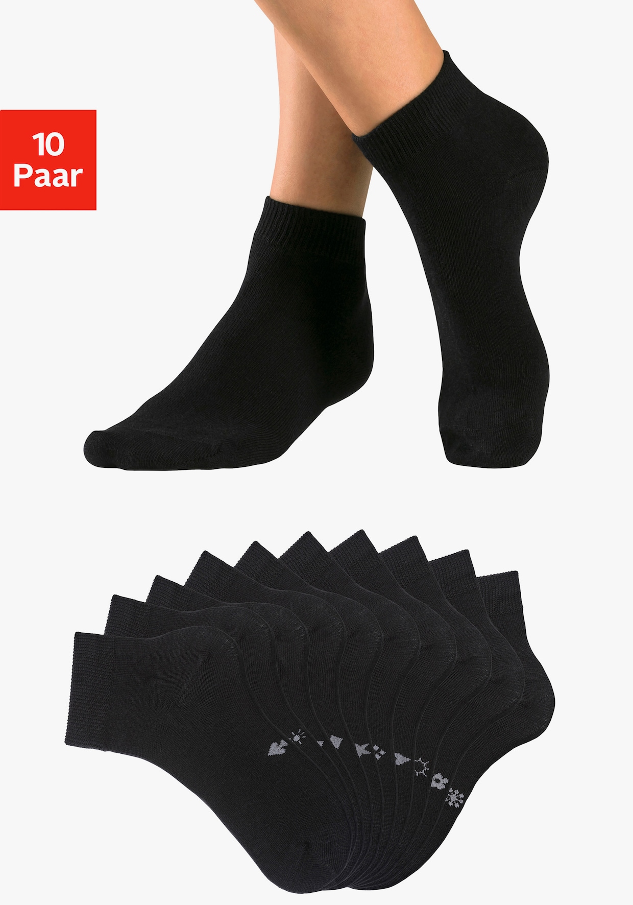 H.I.S Kurzsocken - 10x schwarz