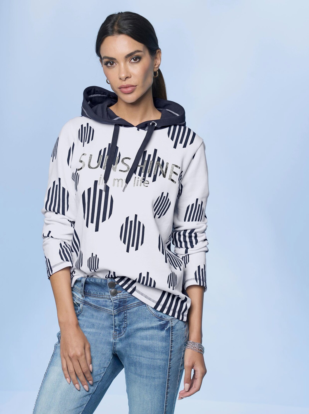 Rick Cardona Sweatshirt - marine-ecru-bedruckt