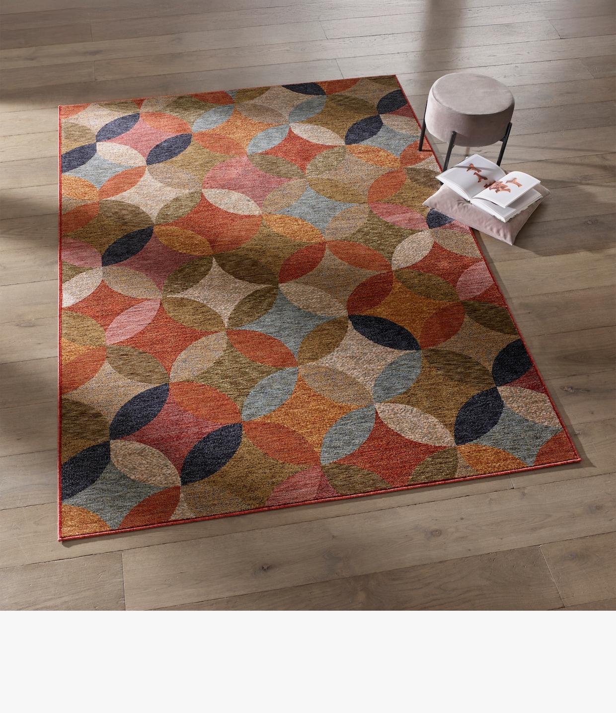 heine home Tapijt - rood/marine gedessineerd