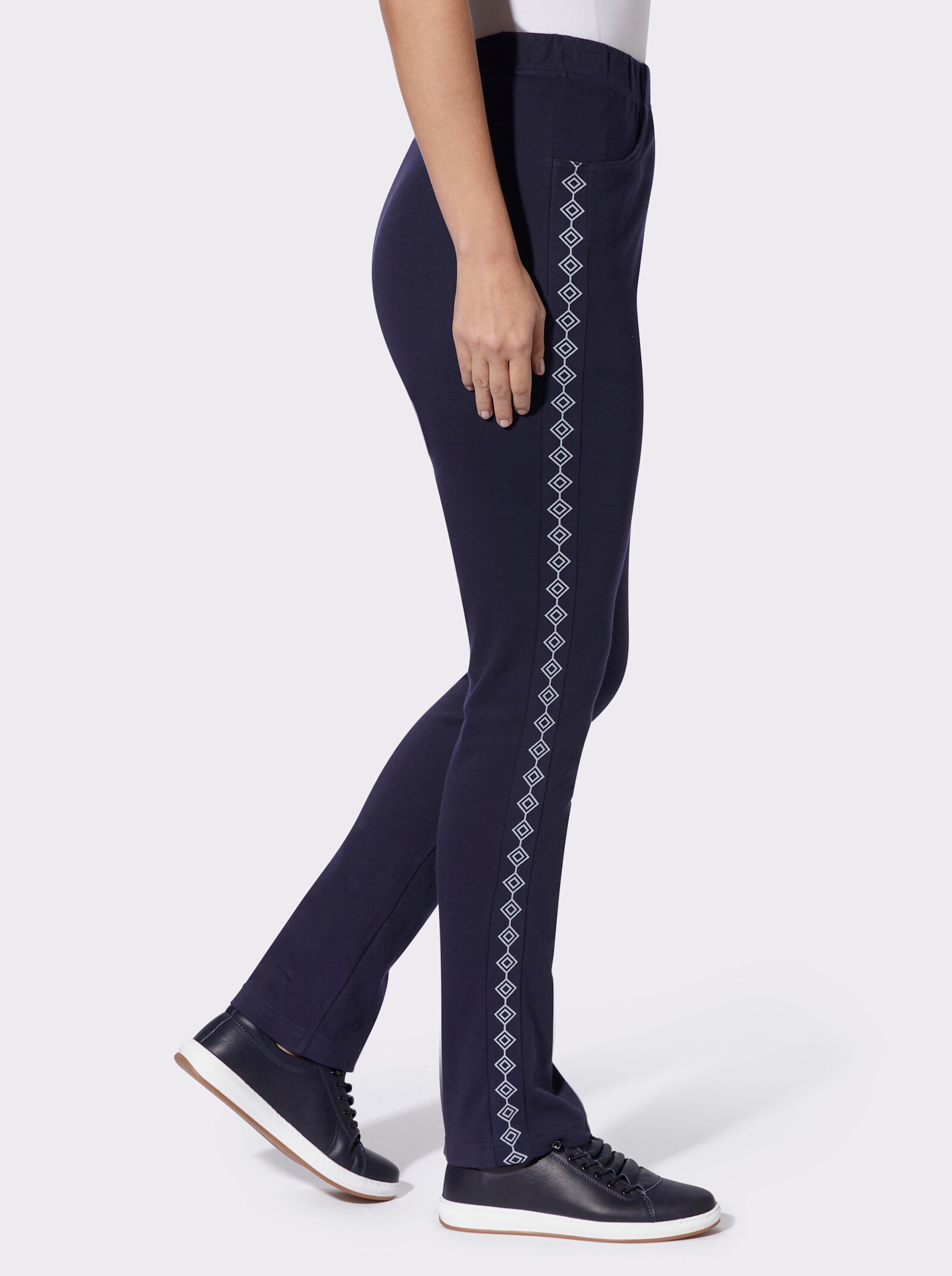 Jerseyhose mit figurfreundlichen Einsätzen - marine