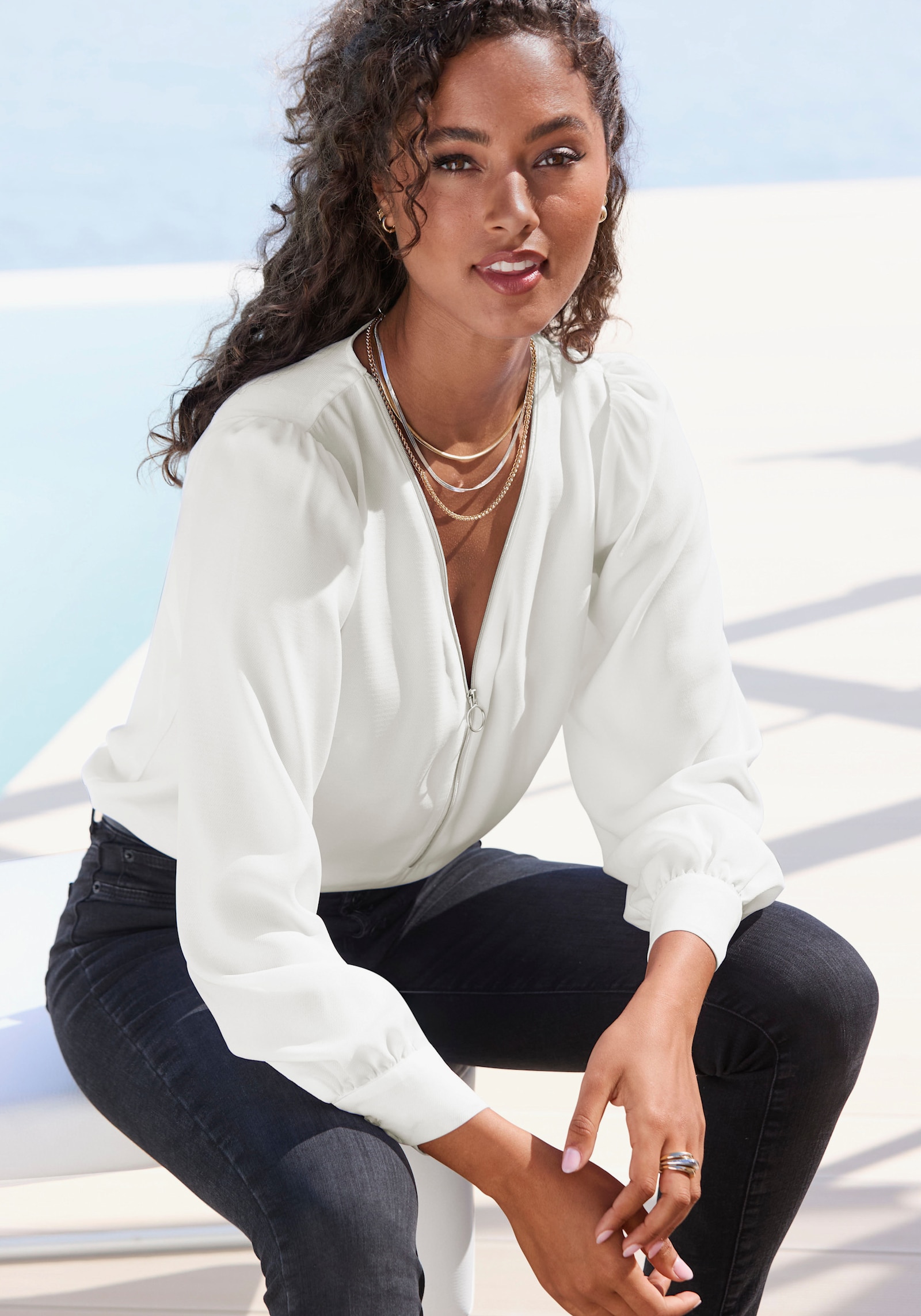 LASCANA Blouse met lange mouwen - wit