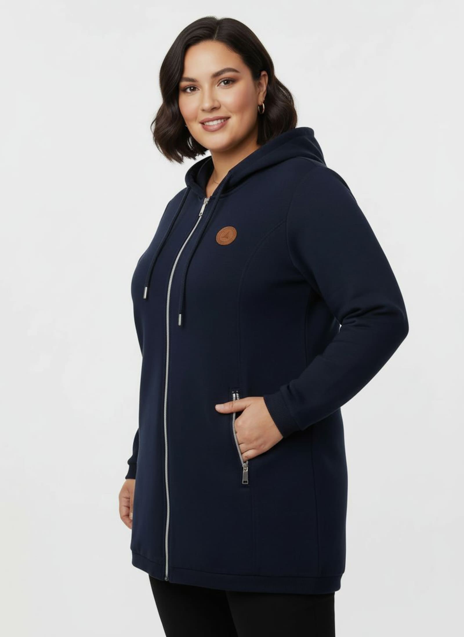 Sweatjacke in weich angerauter Qualität - marine