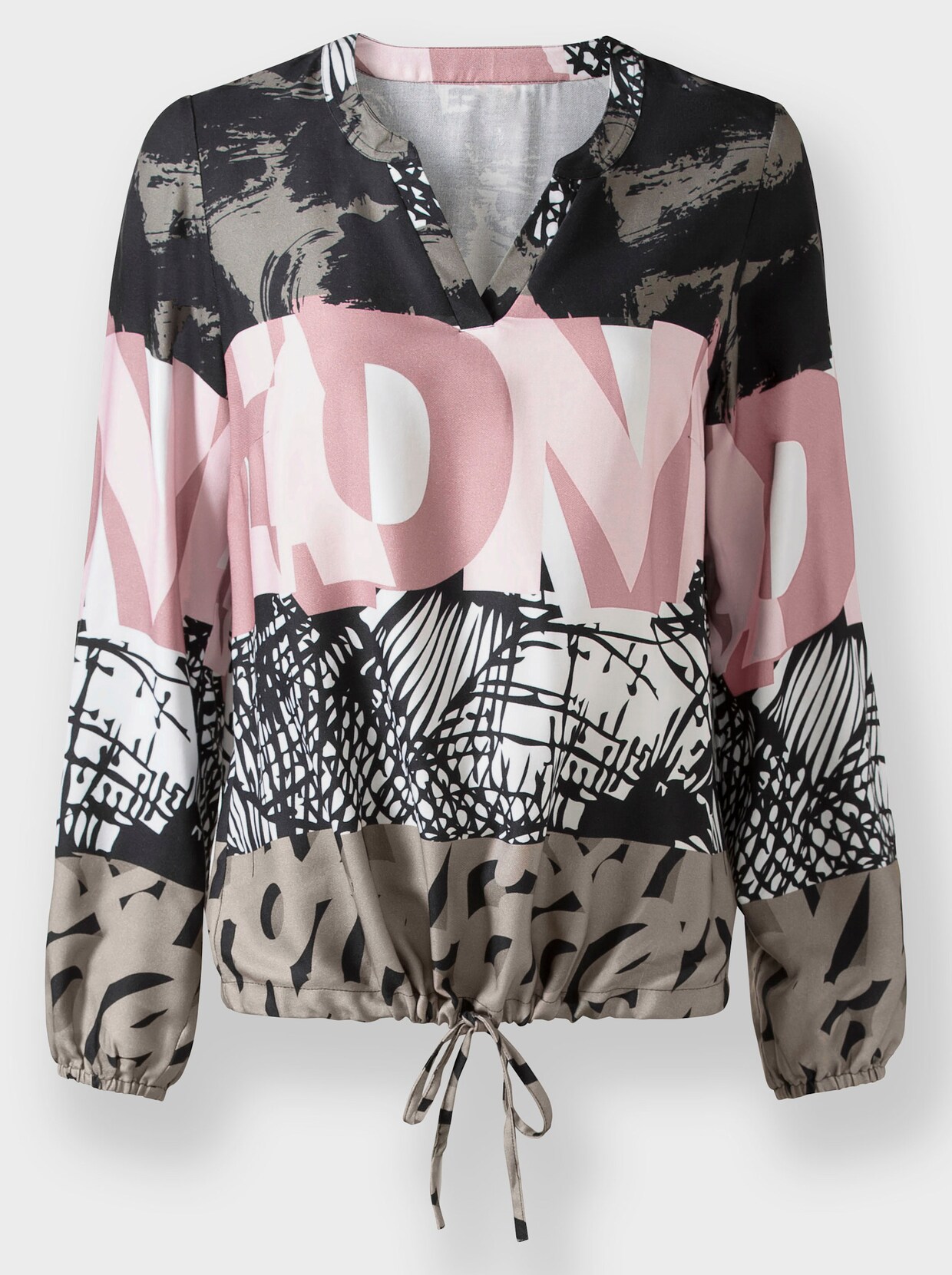 heine Blouse met lange mouwen - kaki/zwart bedrukt