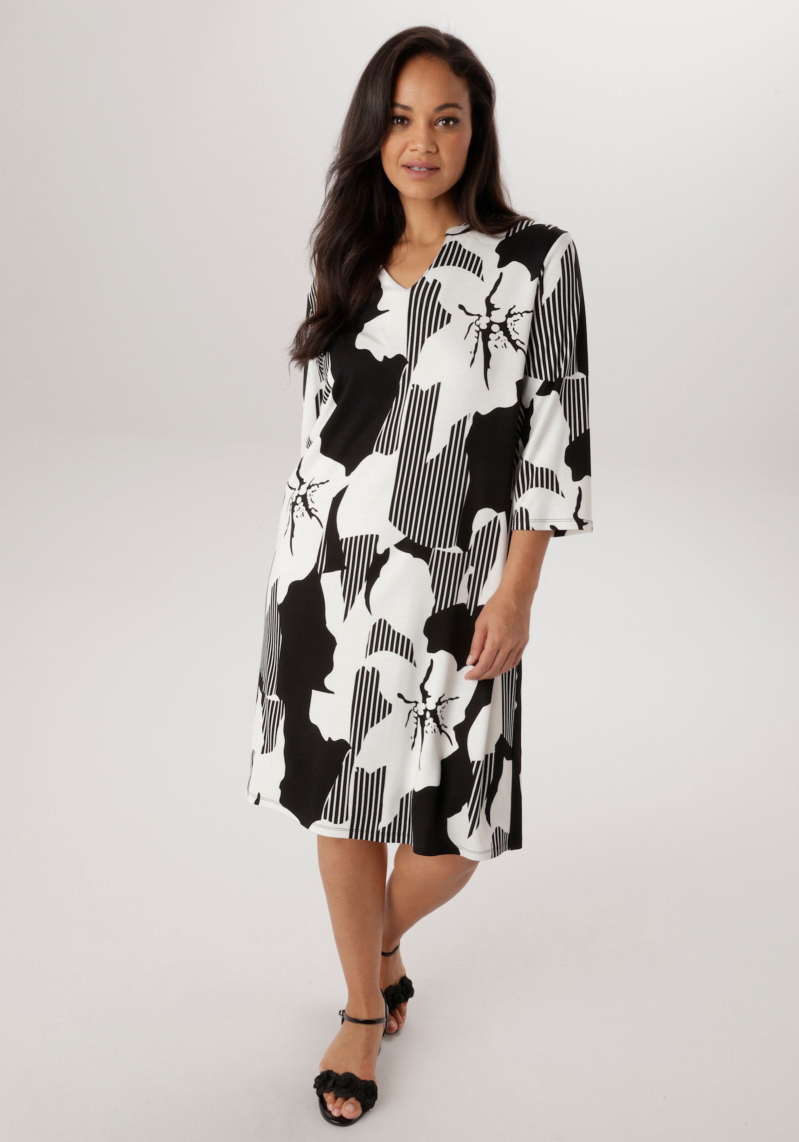 Aniston PLUS Jerseykleid - schwarz-weiß