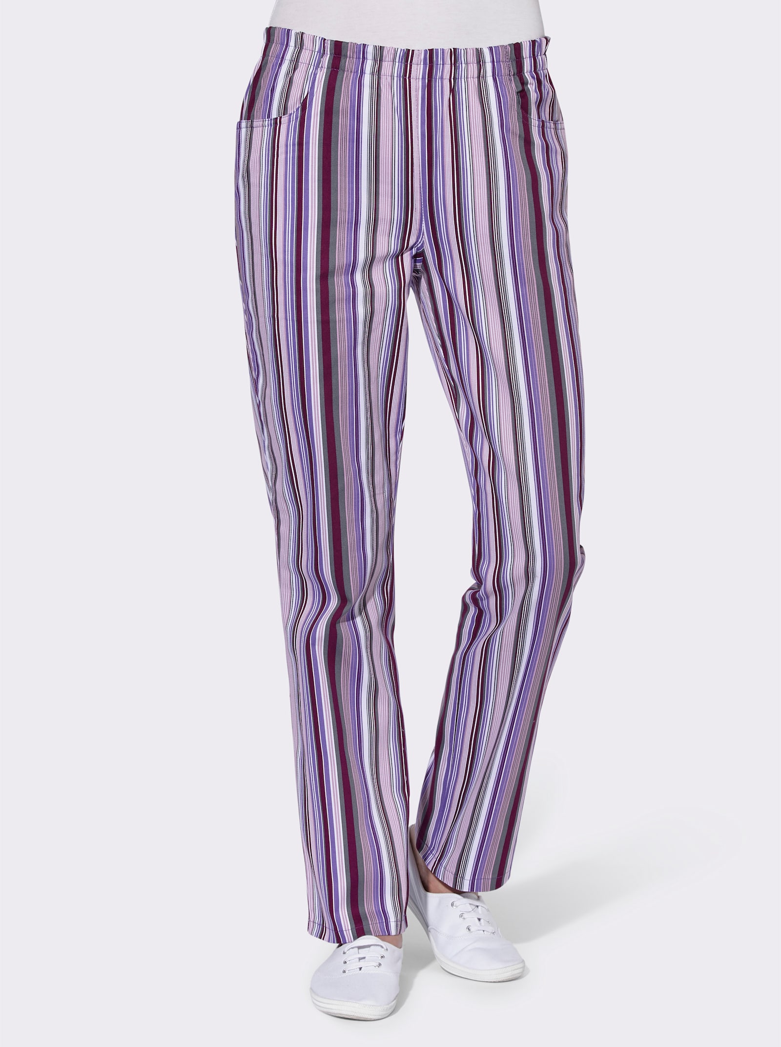 Schlupfhose aus Baumwolle - beere-gestreift