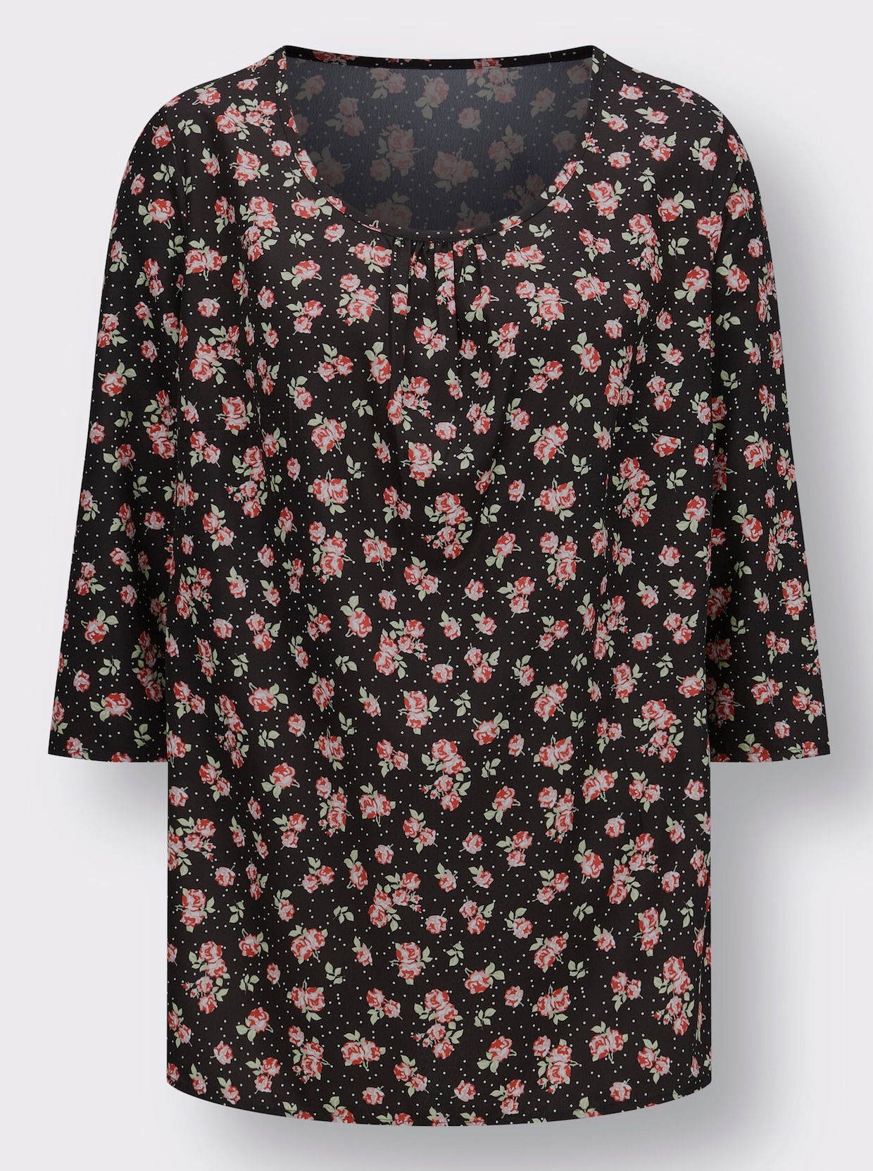 Comfortabele blouse - zwart/rood geprint