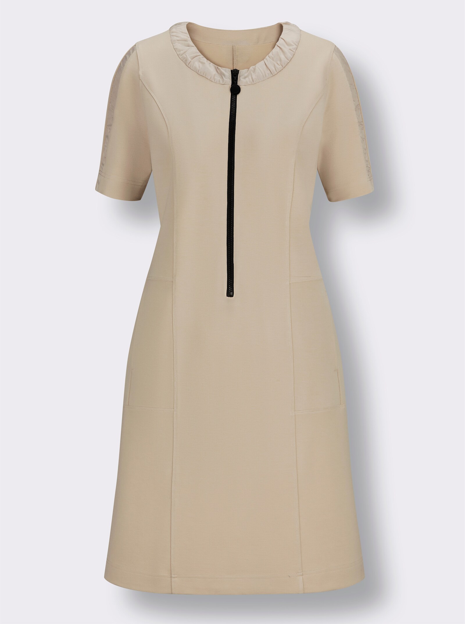 CREATION L PREMIUM Jerseykleid mit Raffungen - sand