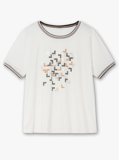 Rundhalsshirt - ecru-bedruckt