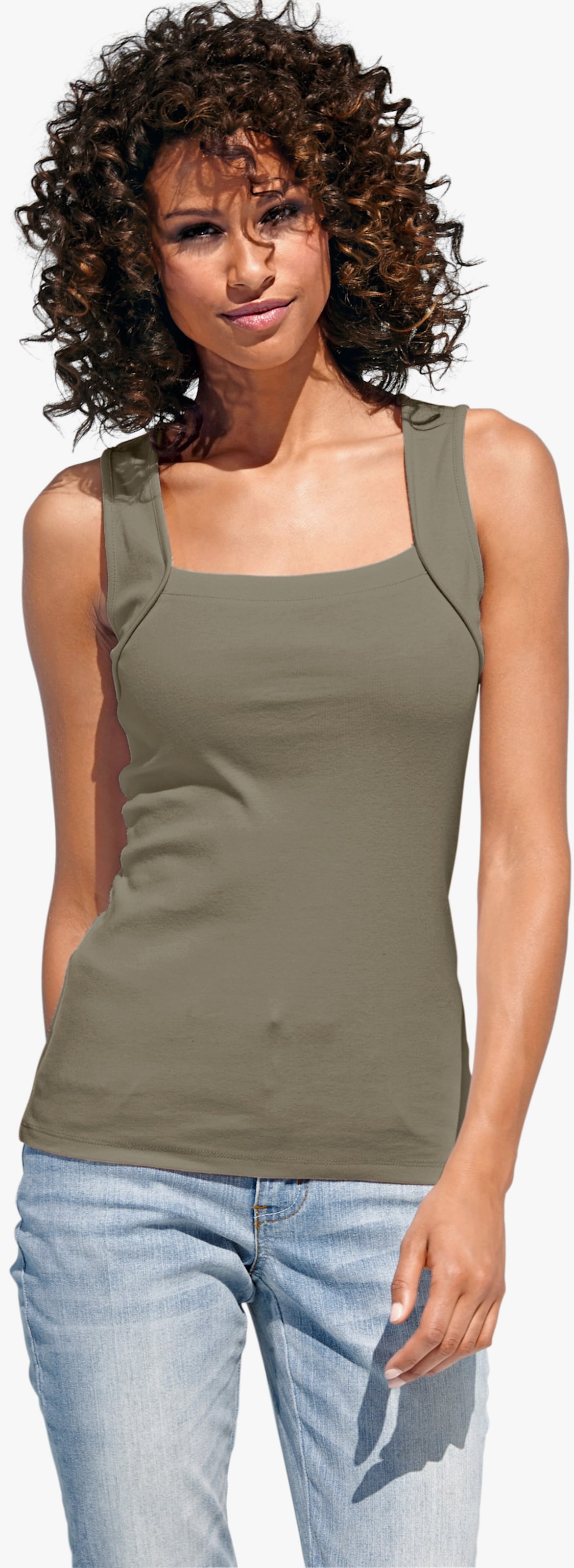 heine Shirttop mit Karree-Ausschnitt - oliv