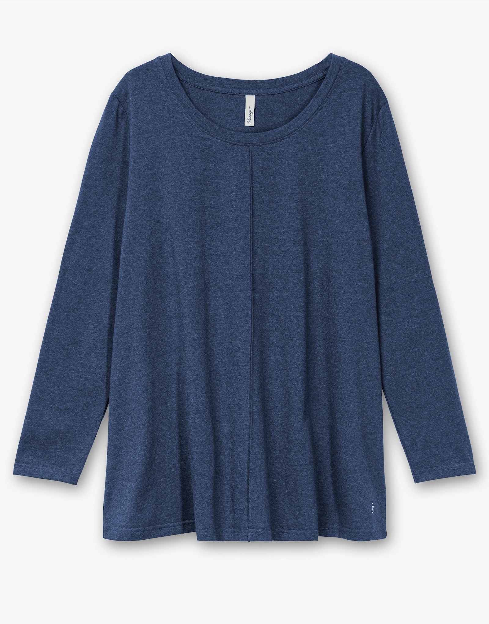 sheego Langarmshirt in A-Linie, fein meliert - nachtblau-meliert