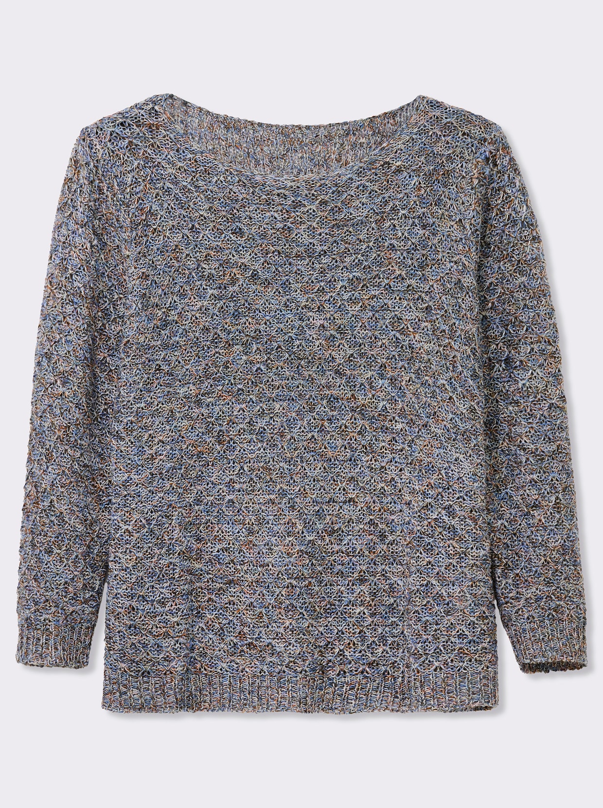 Rundhalspullover mit Multicolor-Garn - jeansblau-gemustert