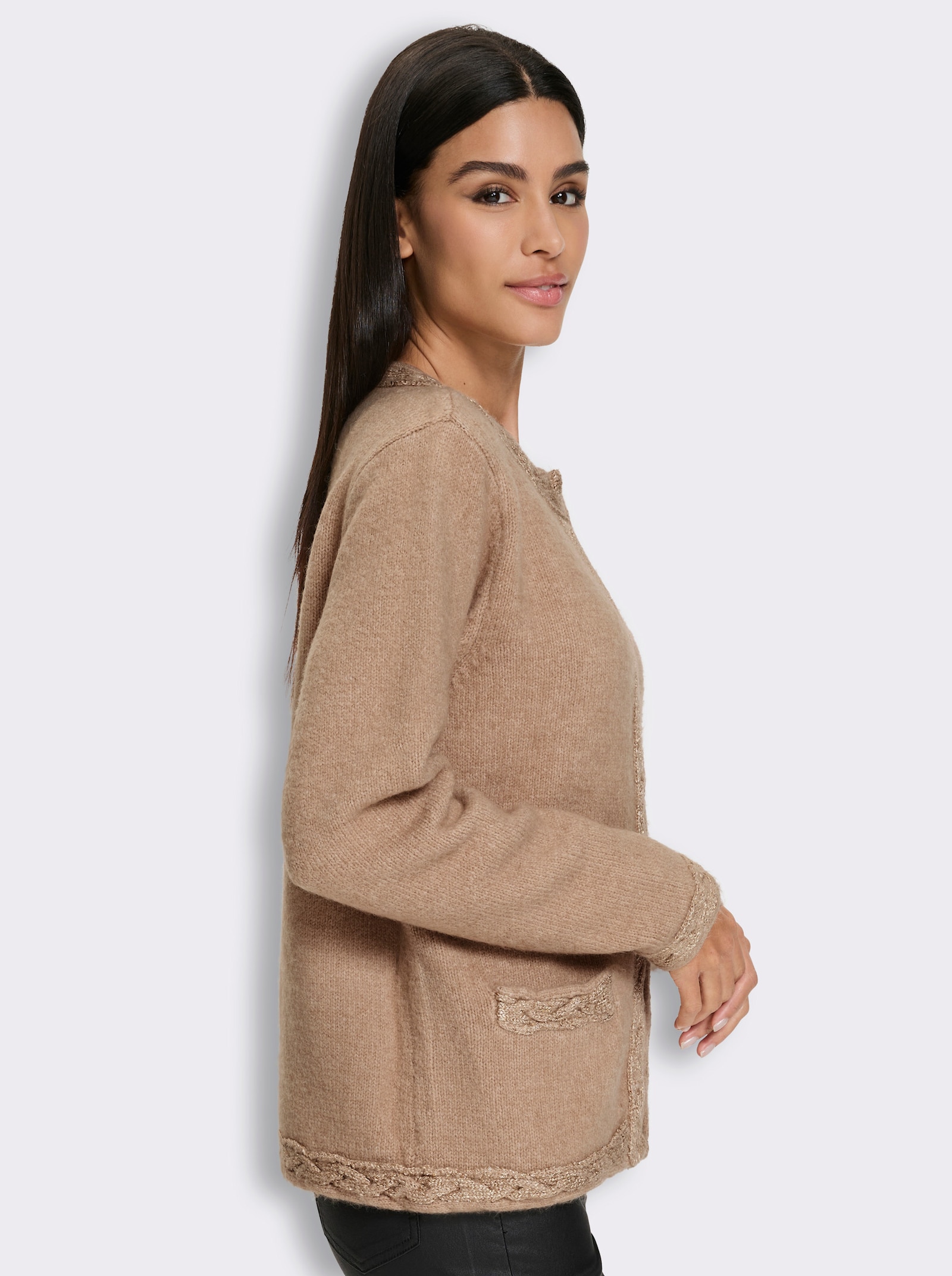 heine Strickjacke mit Effektgarn - camel