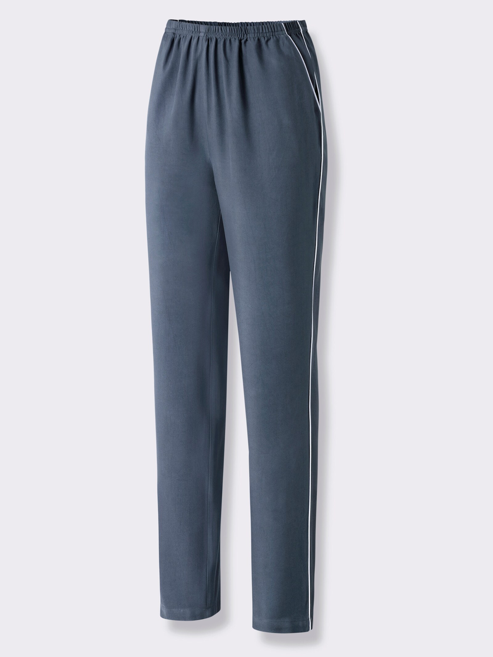 wäschepur Pyjama mit Brusttasche - rauchblau-ecru