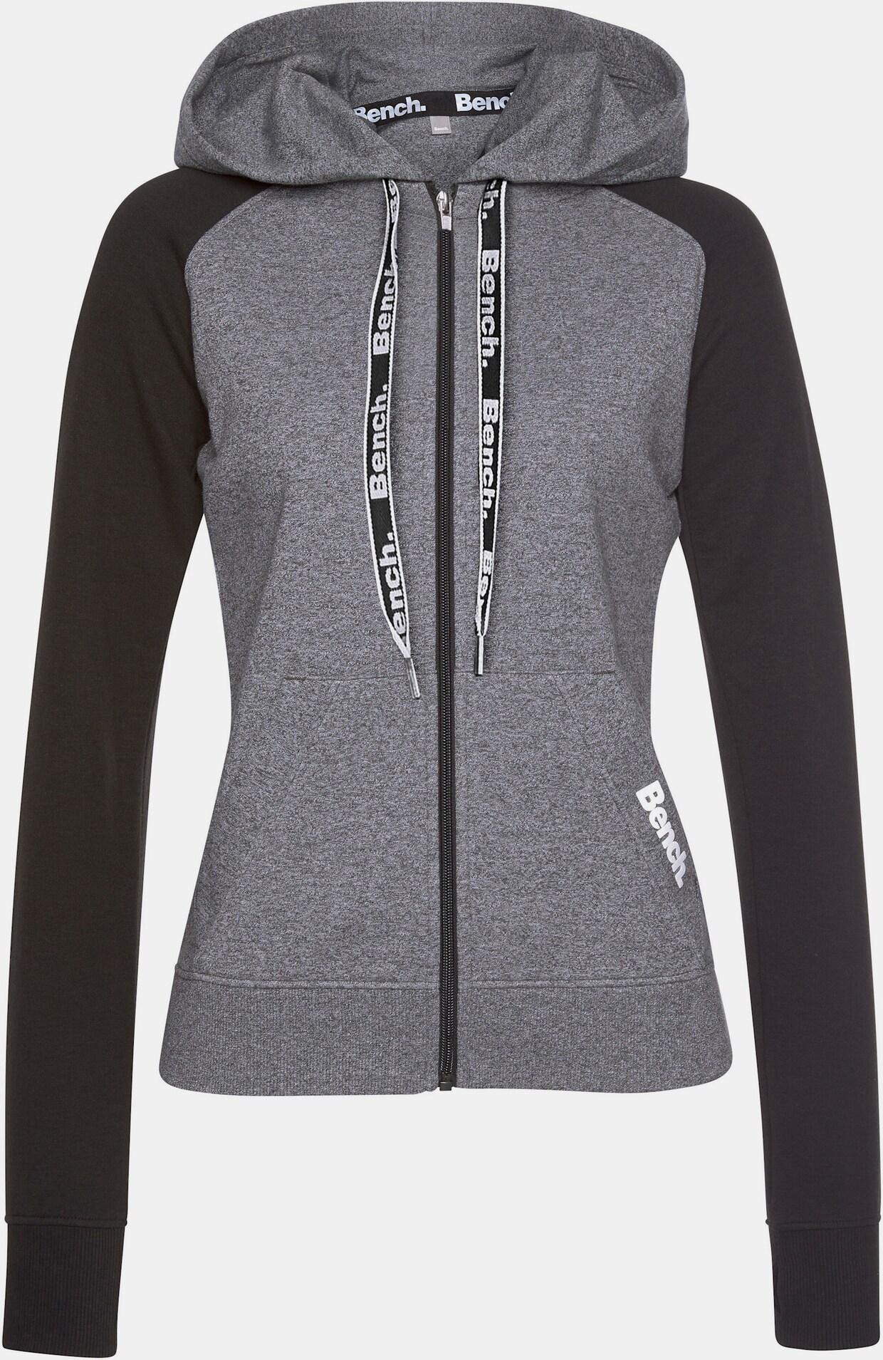 Kapuzensweatjacke - schwarz-dunkelgrau