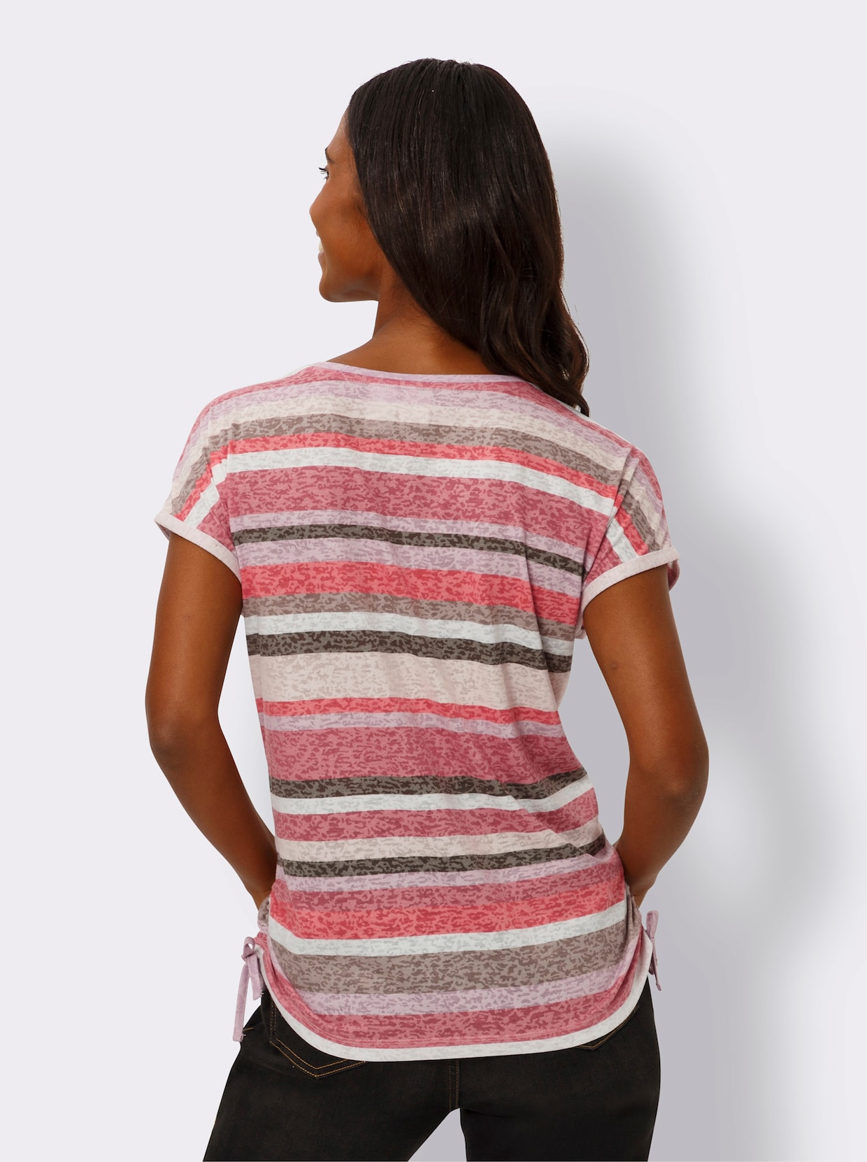 heine T-shirt à rayures - rose-écru à rayures