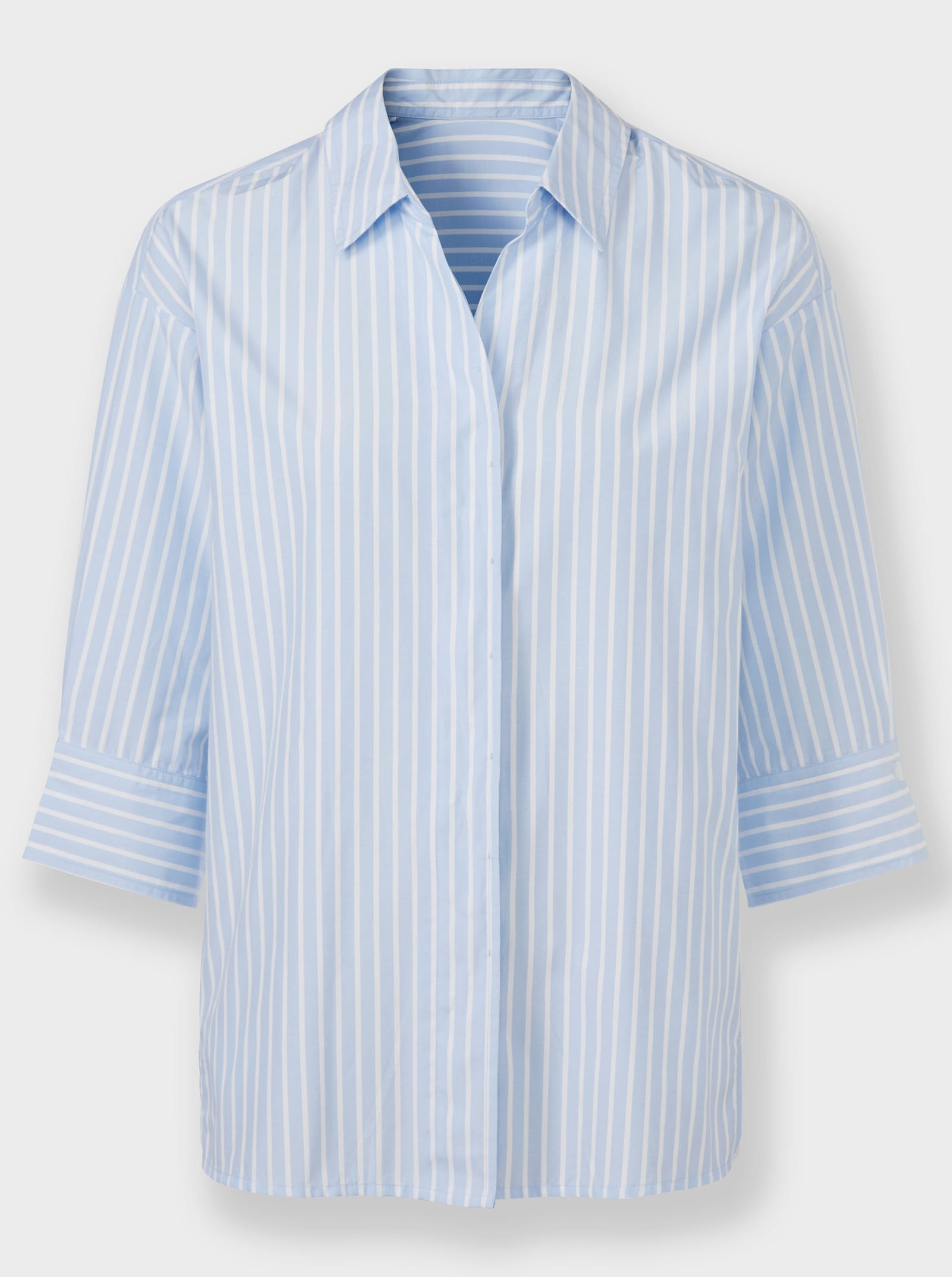 heine Gestreifte Bluse hinten mit Kellerfalte - weiss-hellblau-gestreift