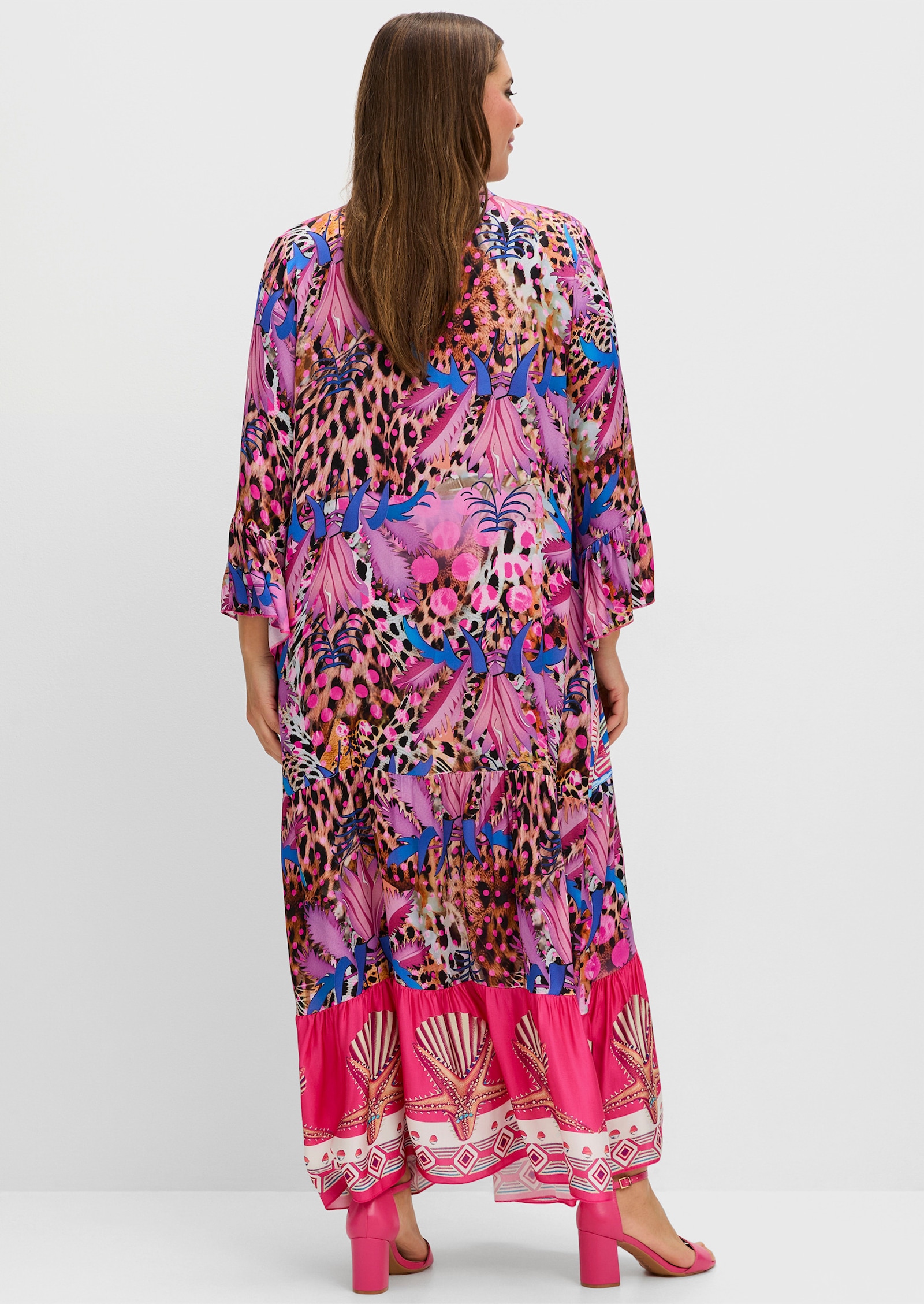 sheego loves miss goodlife Volantkleid in Maxilänge, mit Mustermix - blau gemustert